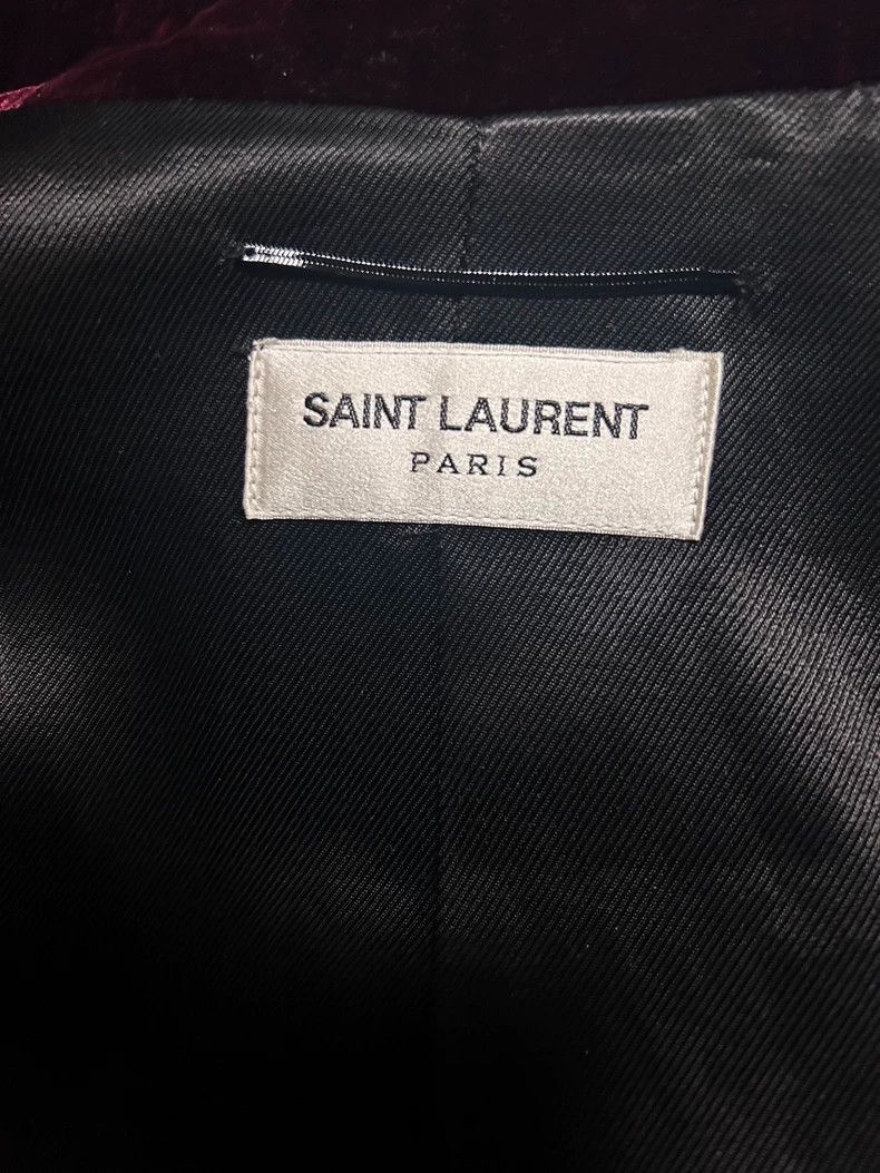 Yves Saint Laurent Saint Laruent 16 FW Burgundy Velvet Starmoon Jacket 2502-Ne Size US S / EU 44-46 / 1 - 4 Thumbnail