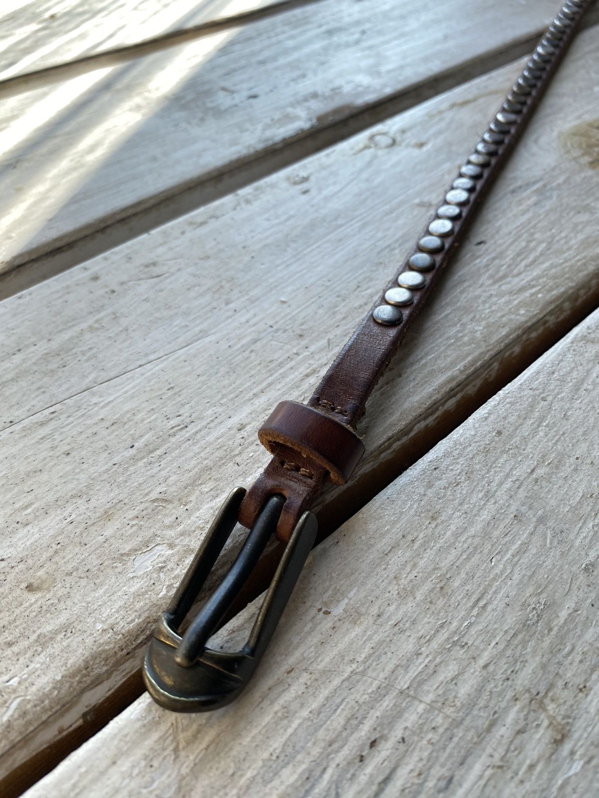 If Six Was Nine × Japanese Brand × Vintage Vintage Japanese Leather Punk Emo Rock Goth Y2K Drill belt Size ONE SIZE - 10 Thumbnail