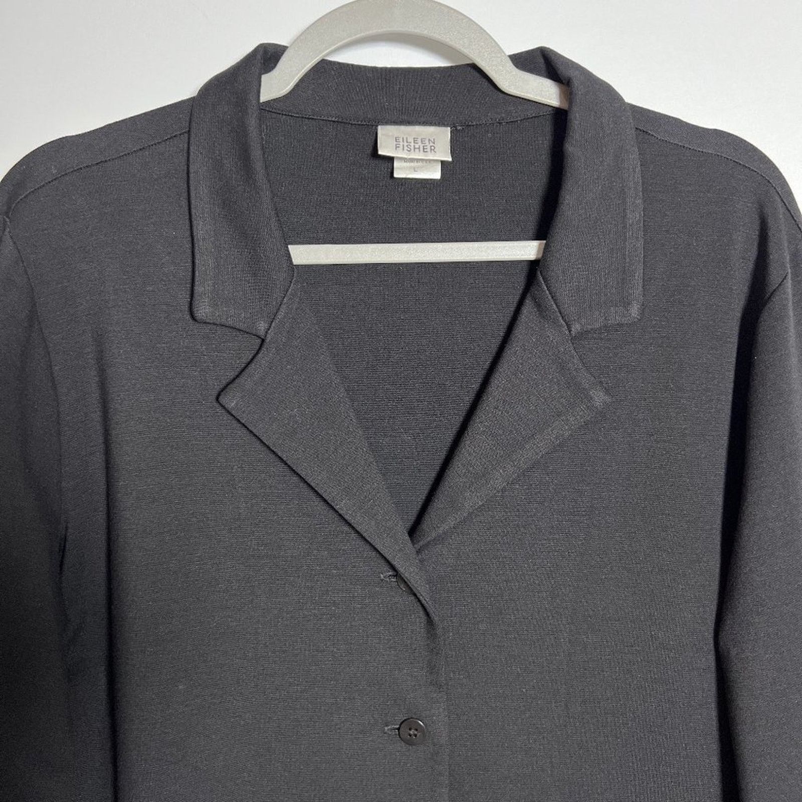 Eileen Fisher Eileen Fisher Black Stretch Blazer Pockets USA Size L Size L / US 10 / IT 46 - 7 Thumbnail