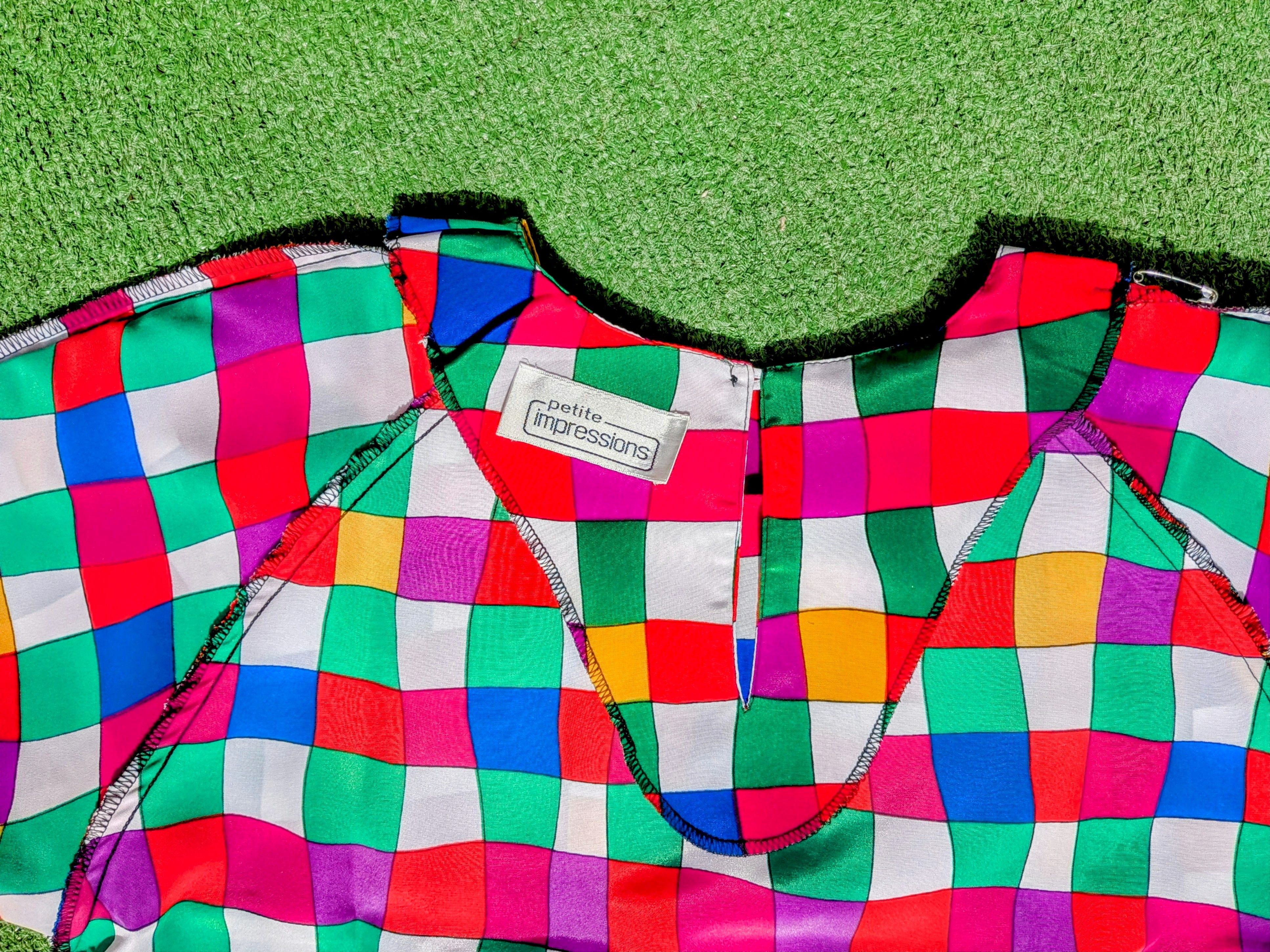 Designer Petite Impressions Pullover Blouse Multicolor Rattan Check Size M / US 6-8 / IT 42-44 - 5 Thumbnail