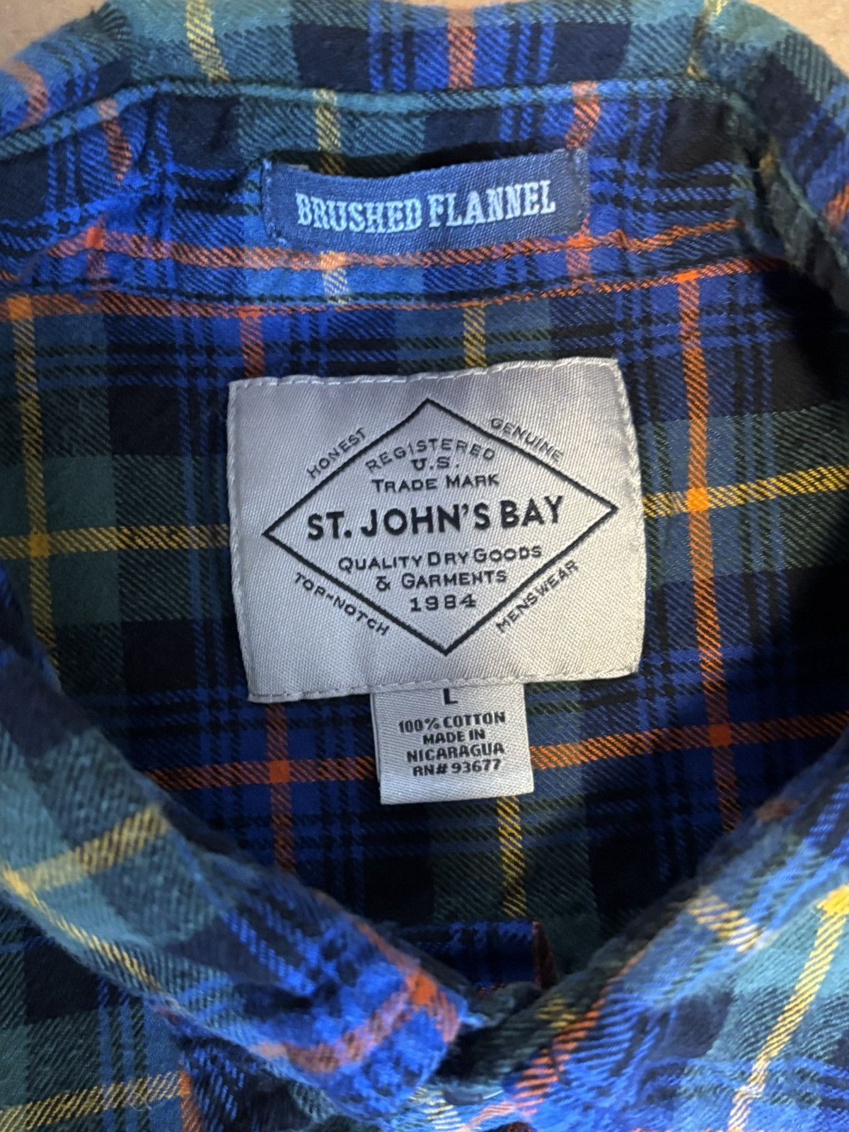 St. Johns Bay St. John's Bay L Plaid Brushed Flannel Button-Up Blue Green Size US L / EU 52-54 / 3 - 3 Thumbnail