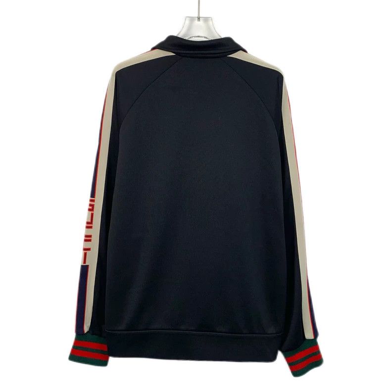 Gucci Gucci Black side stripe logo printed lapel zipper jacket 25 Size US M / EU 48-50 / 2 - 2 Thumbnail