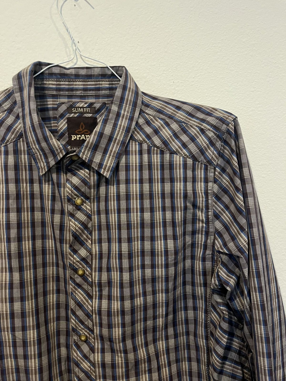 Prana Prana Men’s Slim Fit Large Brown Plaid Pearl Snap LS Shirt Size US L / EU 52-54 / 3 - 3 Thumbnail