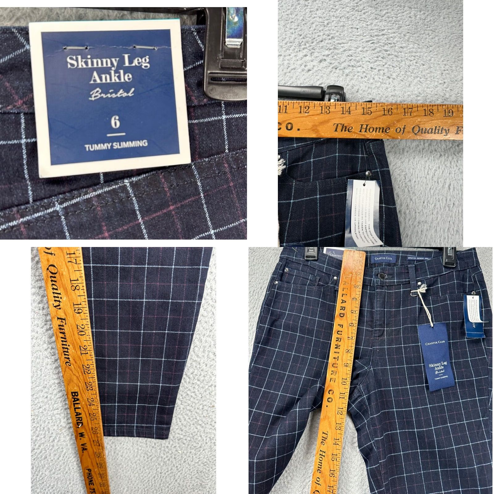 Charter Club Charter Club Jeans Women 6 Bristol Blue Check Skinny Ankle Denim NEW Size 28" / US 6 / IT 42 - 8 Thumbnail