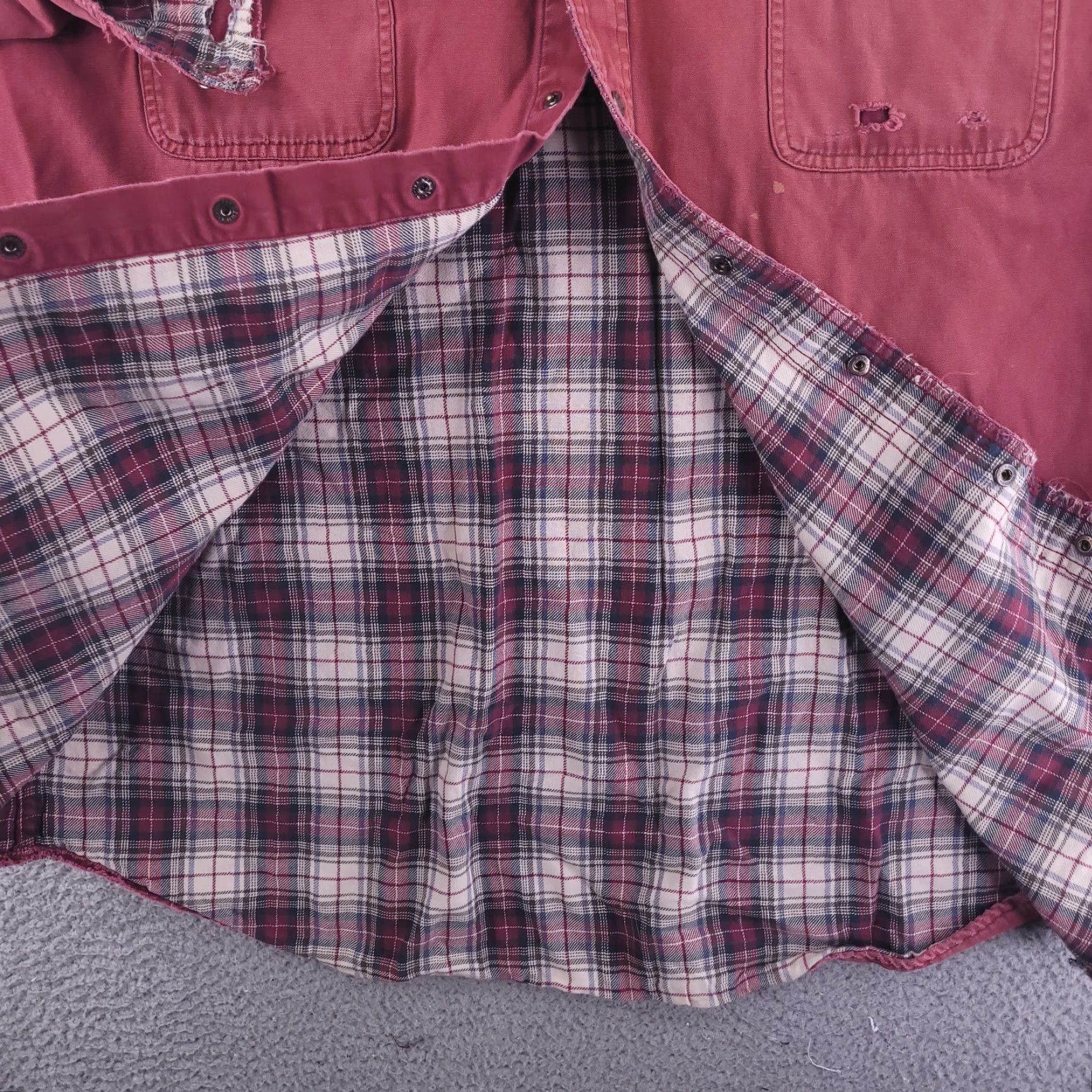 Vintage VINTAGE RedHead Coat Mens 2XLT Red Chore Work Flannel Distressed Grunge Overcoat Tall Size US XXL / EU 58 / 5 - 7 Thumbnail