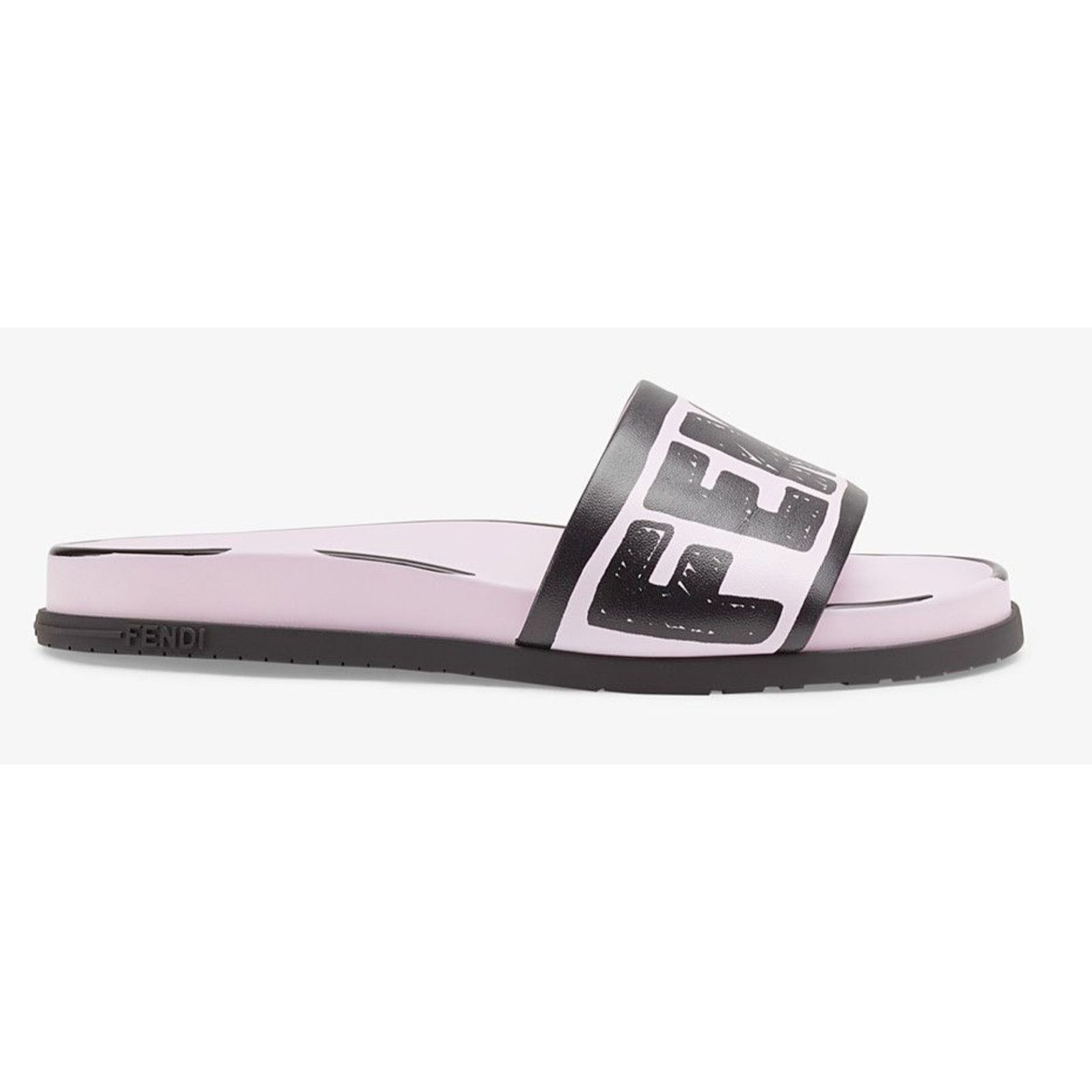 Fendi Fendi Joshua Vides Pink Black Leather Logo Mule Slide Flat Size US 5 / IT 35 - 2 Thumbnail