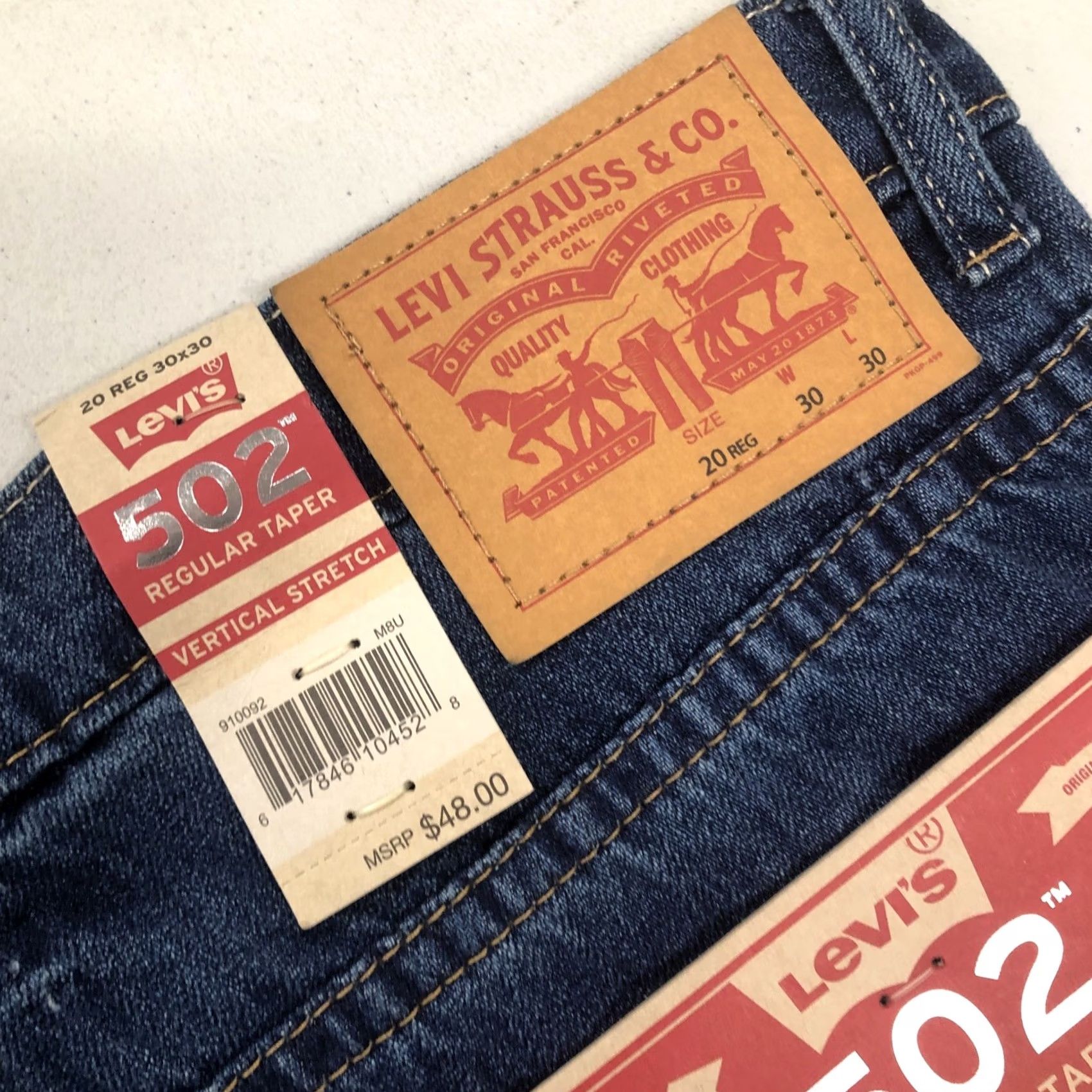 Levi's Levi's 502 Taper Stretch Jeans Men 30x30 Denim Jeans for Sneakers NWT Blue Regular Rise Mid 10" 30 Inseam 5-Pocket Logo Pantswear Casual Mens Size US 30 / EU 46 - 2 Thumbnail