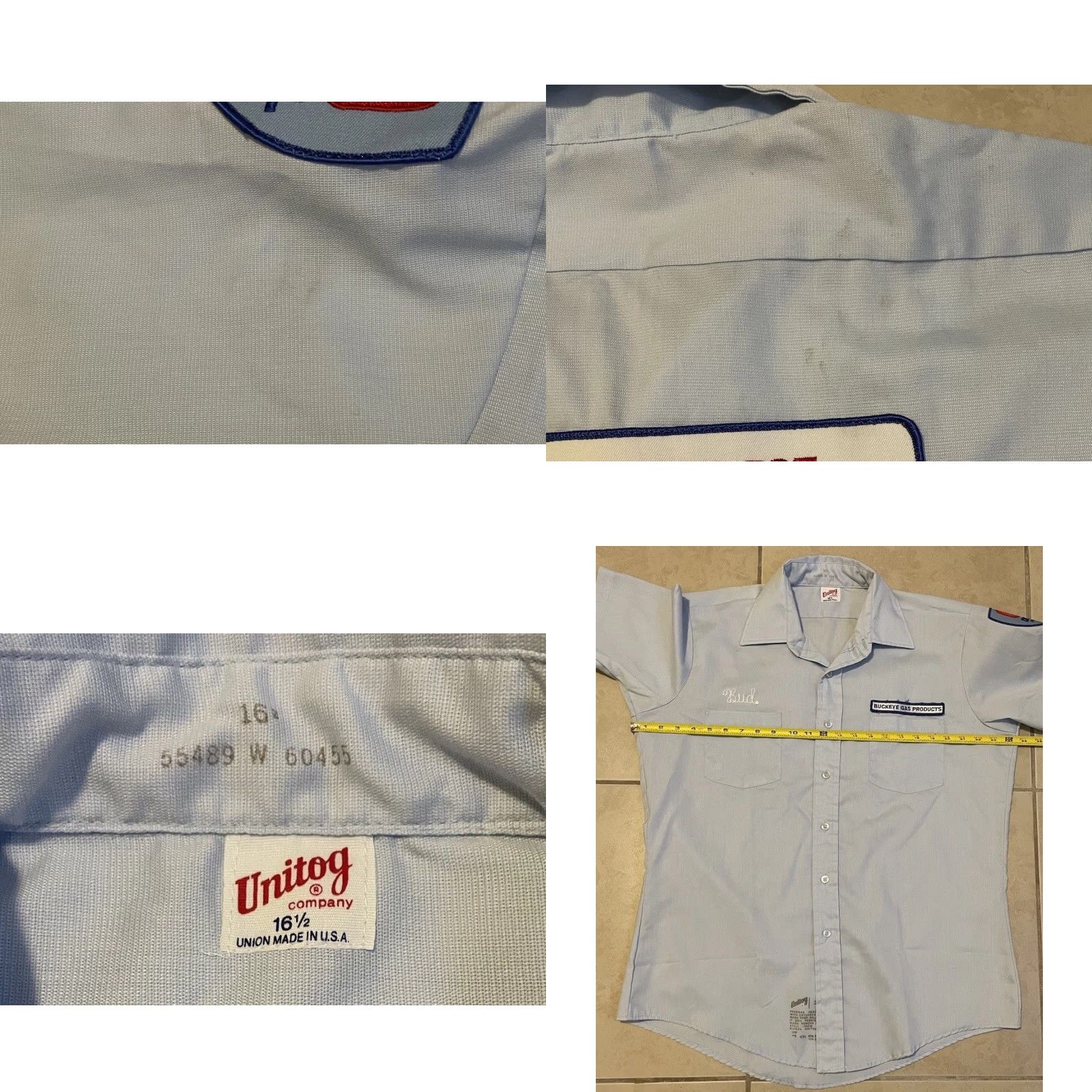 GAS VINTAGE Gas Station T-Shirt Shirt 16 1/2 Blue 70s 80s 90s Grunge Biker USA Union Made Men Boys Short Sleeve Crewneck Tank 16 1/2 Size US L / EU 52-54 / 3 - 9 Thumbnail