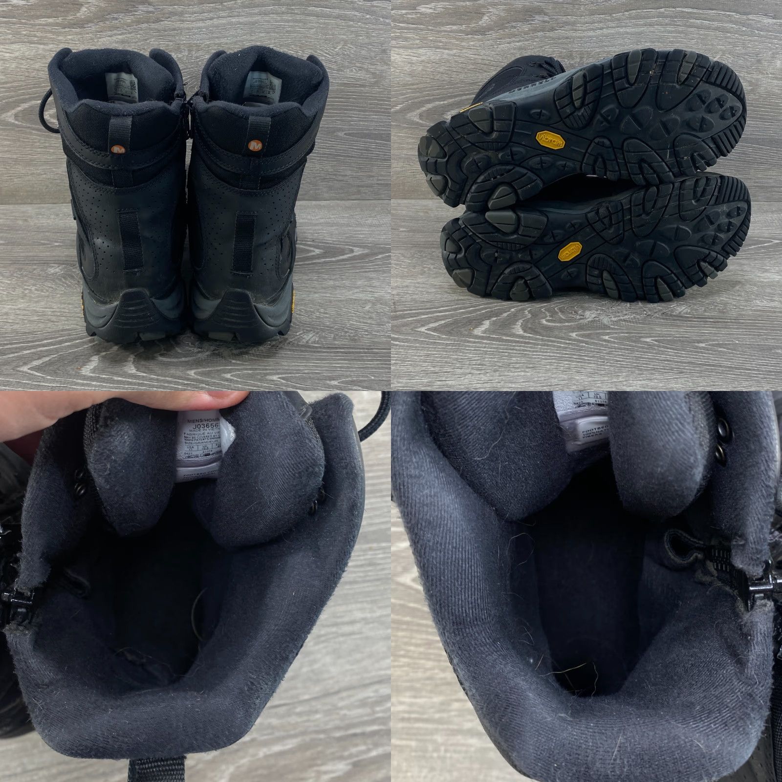 Merrell Merrell Men Boot Winter Waterproof Leather Vibram Side Zip 11 Black Hiking Crosslander Size US 11 / EU 44 - 8 Thumbnail