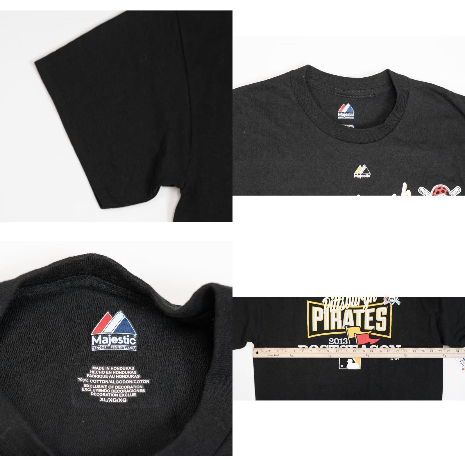 MLB VINTAGE Majestic MLB Pittsburgh Pirates T-Shirt Men XL NWT NWT 2013 Post Season Black Crew Neck Short Sleeve Pirates Logo MLB Sports Size US XL / EU 56 / 4 - 8 Thumbnail
