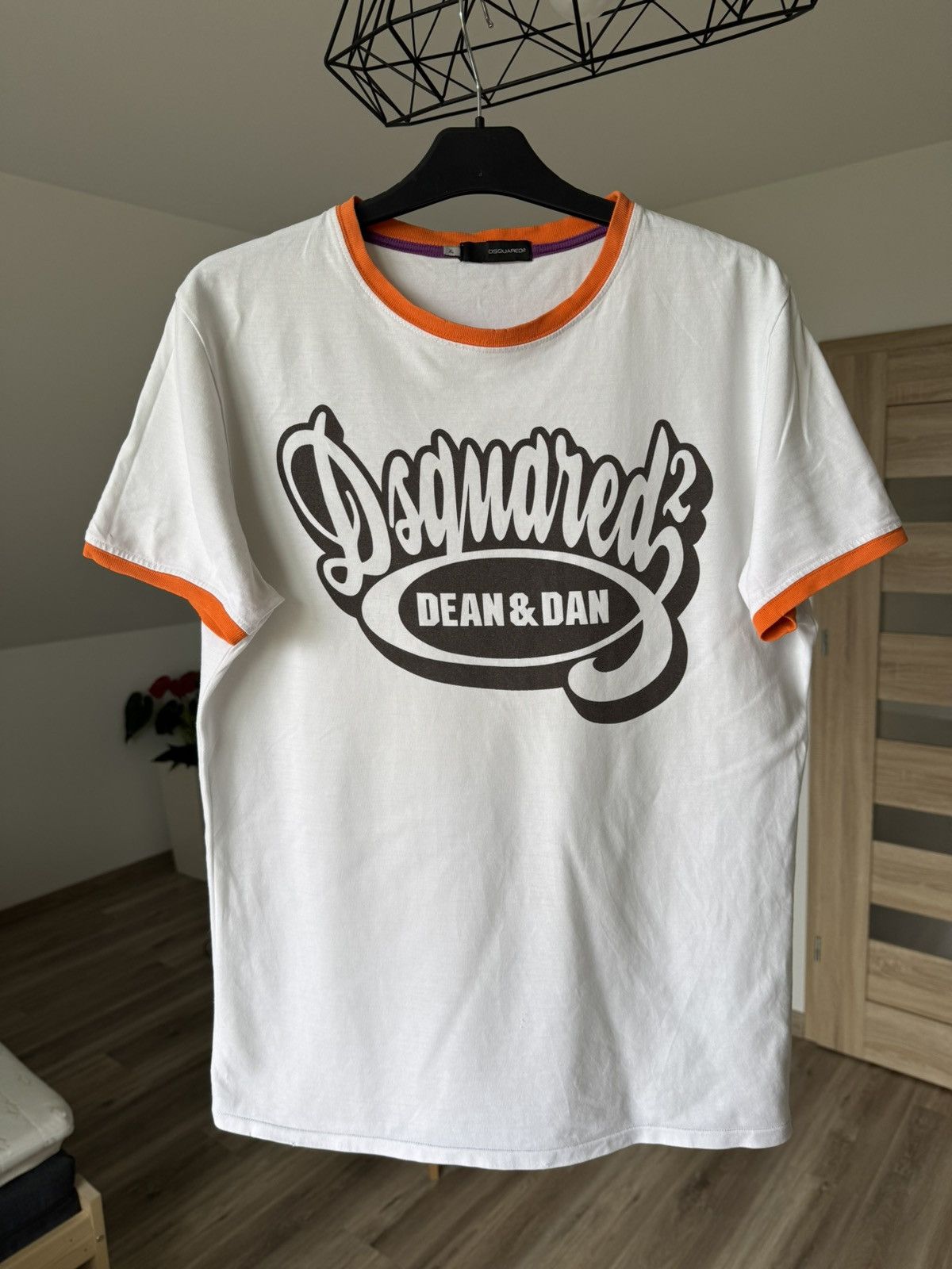 Dsquared2 × Japanese Brand Dsquared2 Logo Y2K Ringer T-shirt 00s Dean&Dan White XL Size US XL / EU 56 / 4 - 1 Thumbnail