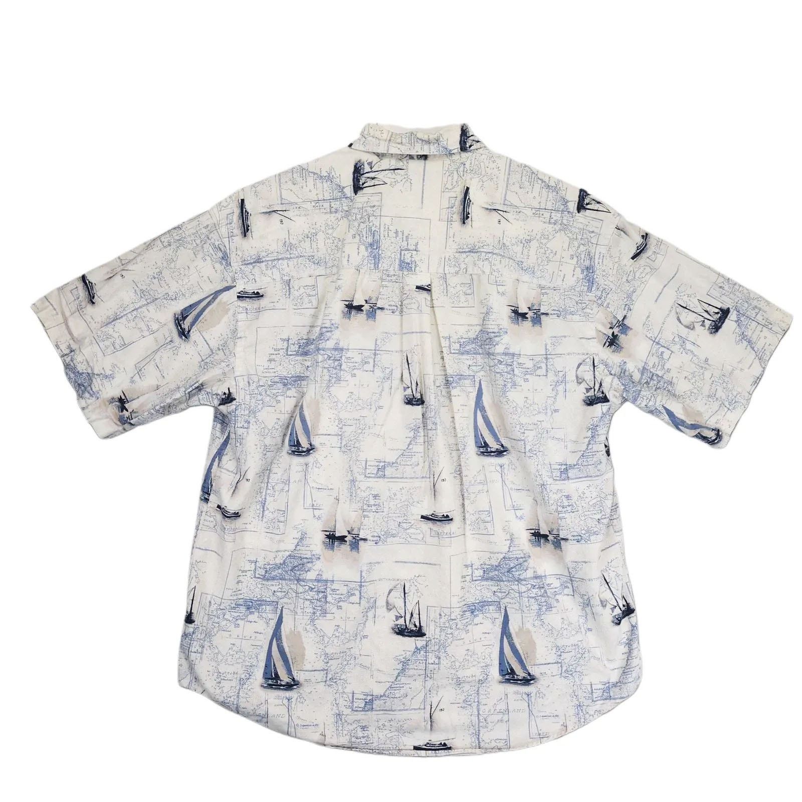 Puritan Vtg Puritan Men's L Nautical Short Sleeve Button Down Shirt Size US L / EU 52-54 / 3 - 2 Thumbnail