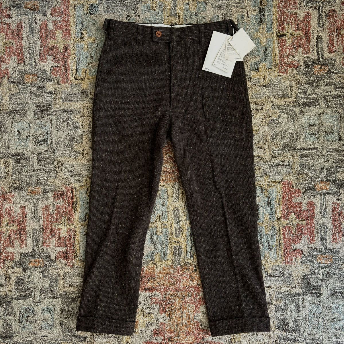 image of Visvim Aw14 High Water Slacks Melange Wool Japan Cuffed Crop Pants in Brown, Men's (Size 27)