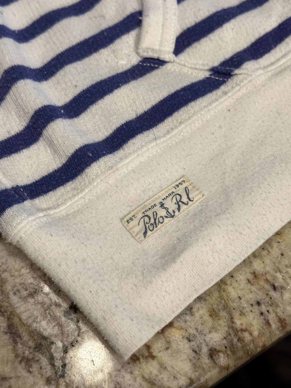 Polo Ralph Lauren × Vintage Polo Ralph Lauren Striped hoodie White and Blue Size US XL / EU 56 / 4 - 4 Thumbnail