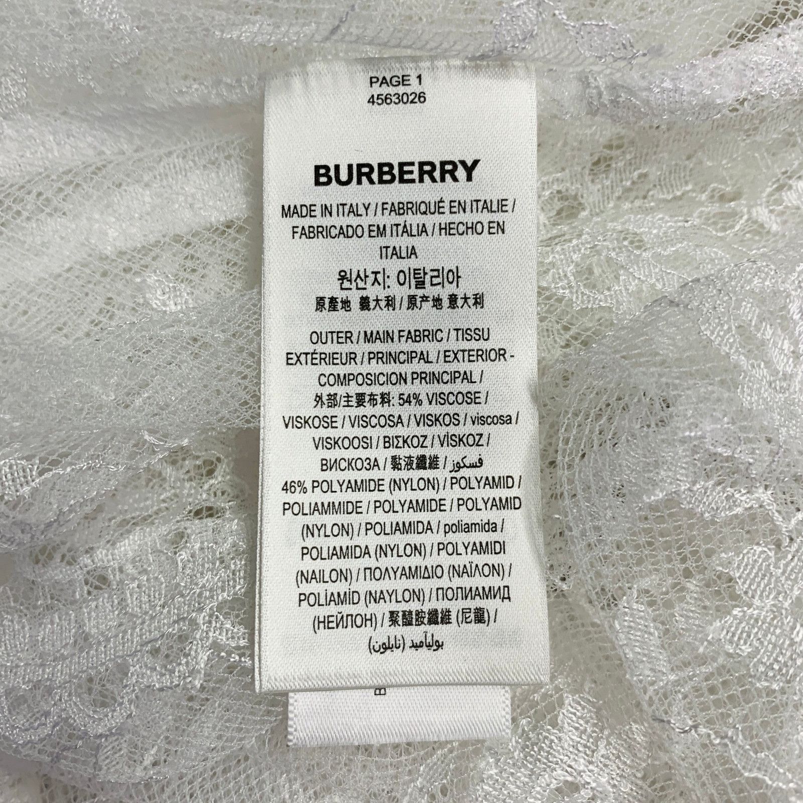 Burberry BURBERRY White Lace Viscose Blend Bow Long Sleeve Shirt Size US M / EU 48-50 / 2 - 5 Thumbnail