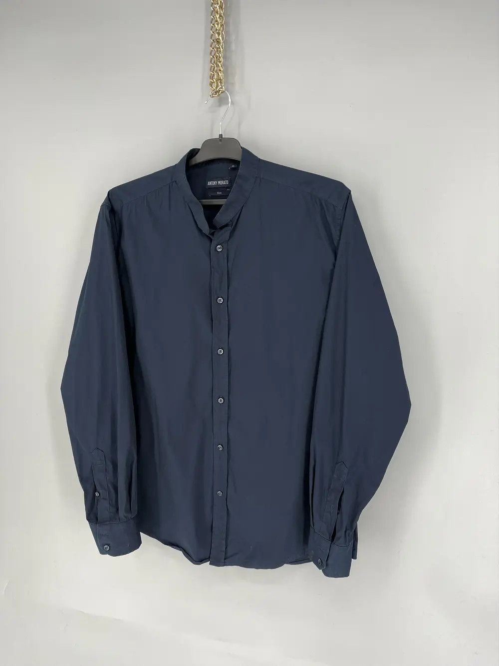 Antony Morato MENS ANTONY MORATO Slim Navy Black Button Casual Dress Shirt Size US M / EU 48-50 / 2 - 3 Thumbnail