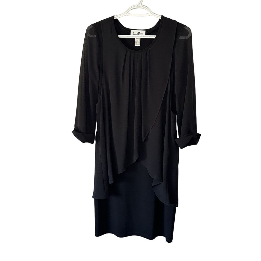 Joseph Ribkoff Joseph Ribkoff Black Chiffon Tiered Overlay Sheath Dress 8 Size M / US 6-8 / IT 42-44 - 1 Thumbnail