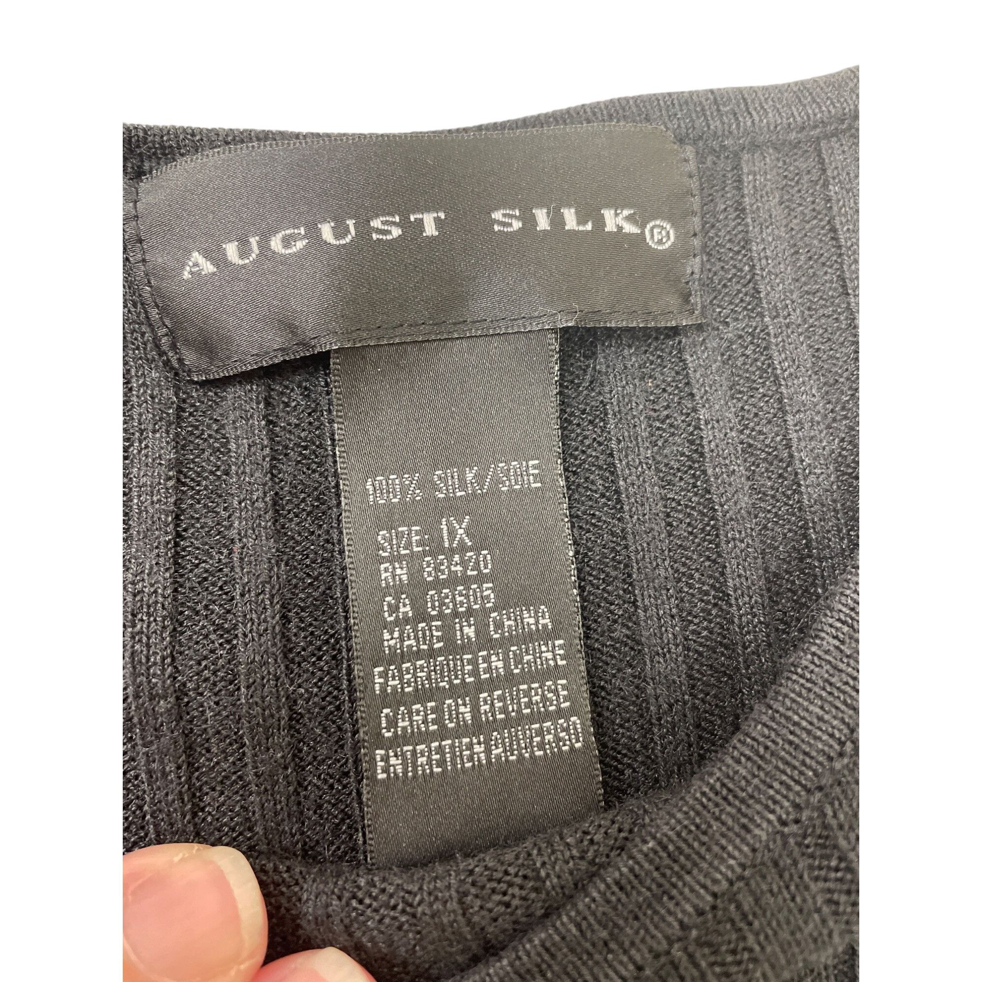 Other August Silk Womens Black Ribbed 100% Silk Crew Neck shirt To Size XL / US 12-14 / IT 48-50 - 5 Thumbnail