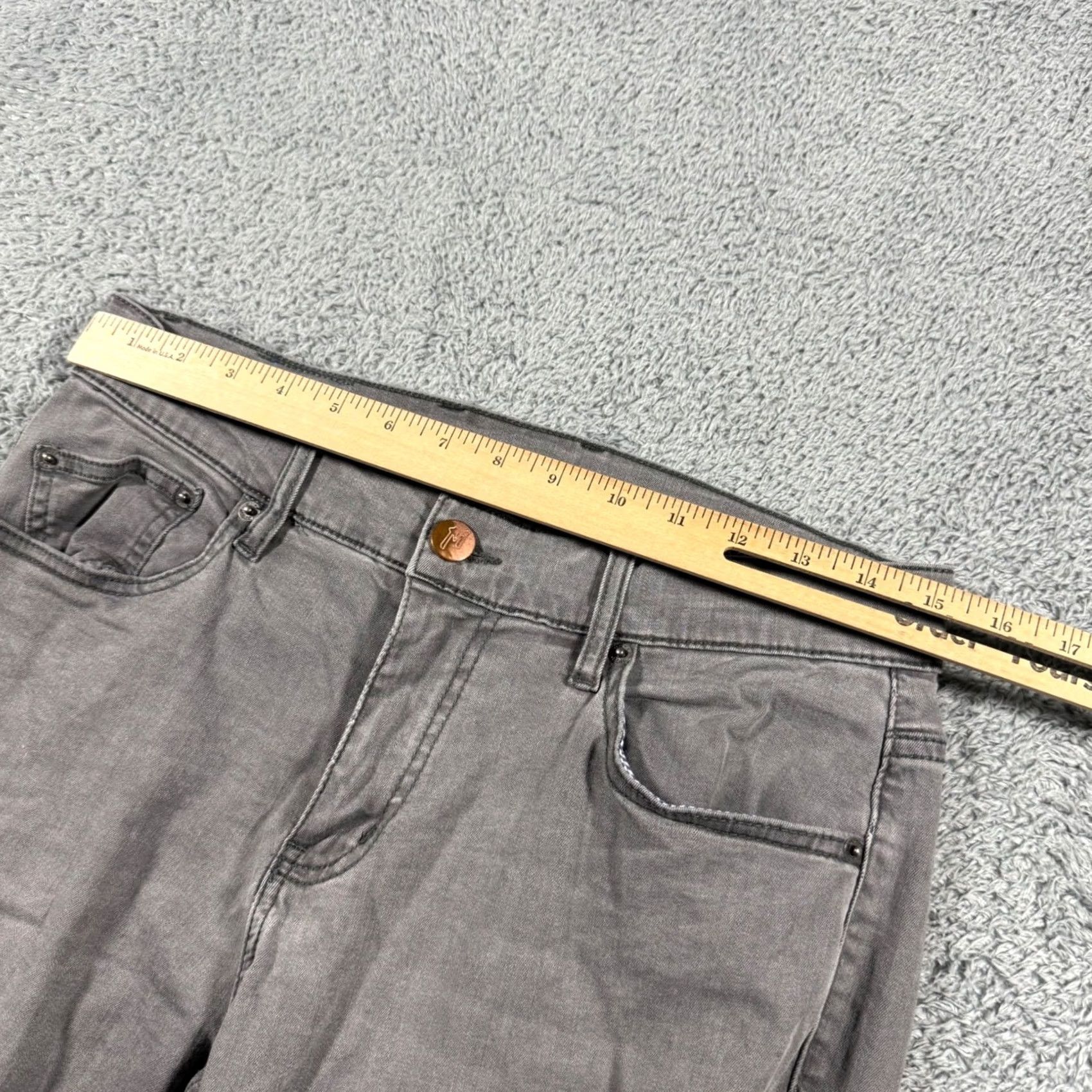 Vintage Mugsy Jeans Beans Slim Straight Chino Pants 31x30 Gray Men Casual Business 5-Pocket Logo Button Zip Stretch Cotton Blend Modern Regular Fit Size US 31 - 5 Thumbnail