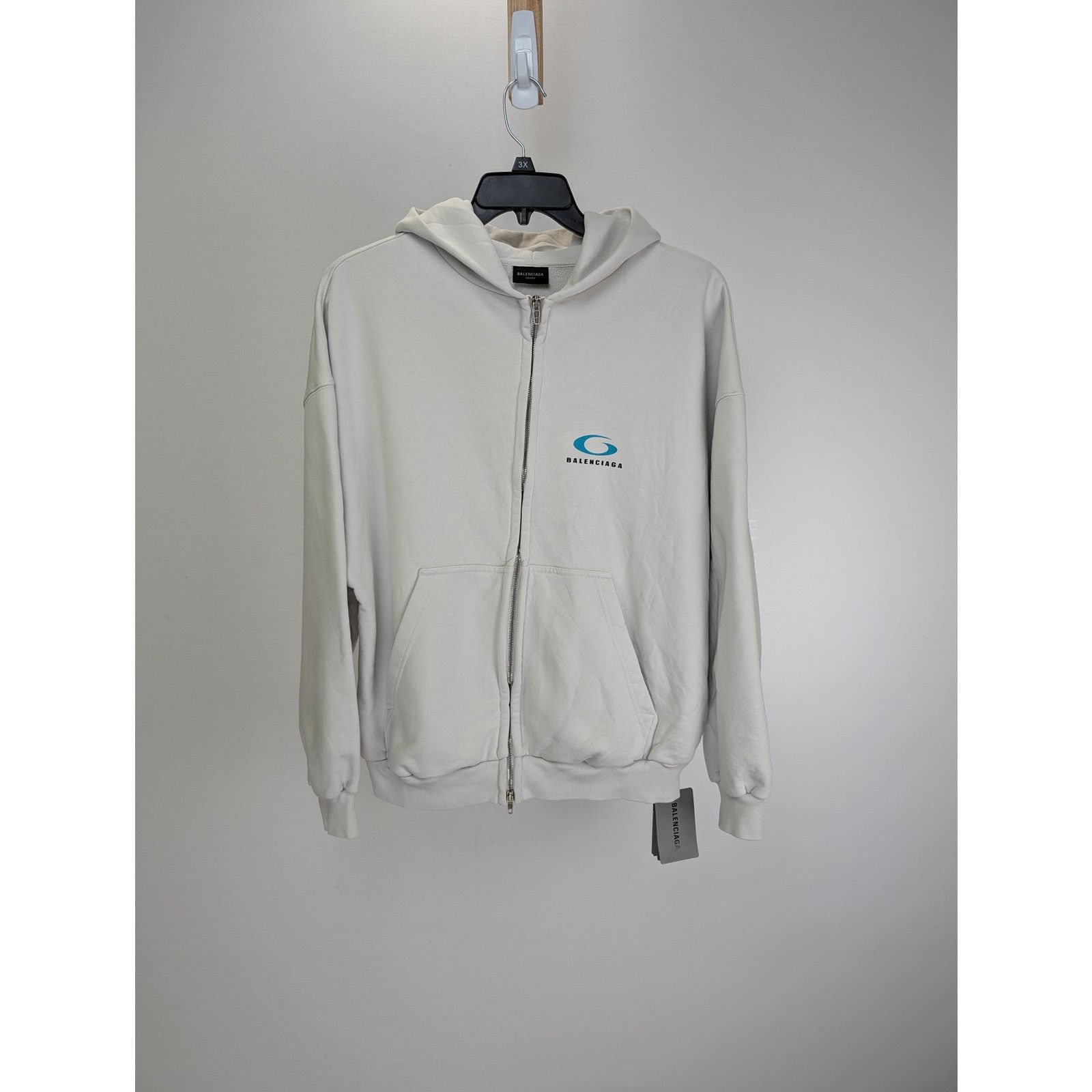 Balenciaga o1rshd1 Zip-up Hoodie Loop Sports Icon Print Mol Dirty White Size US M / EU 48-50 / 2 - 6 Thumbnail