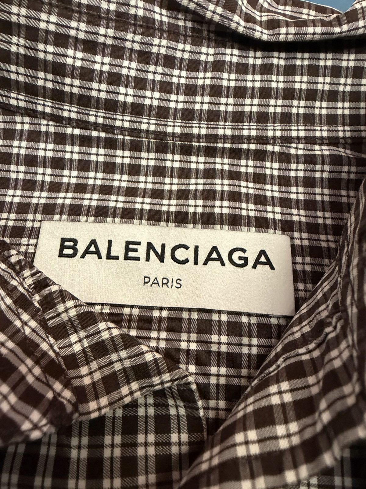 Balenciaga BALENCIAGA 2017” BROWN CHECKERER SHIRT Size US L / EU 52-54 / 3 - 4 Thumbnail