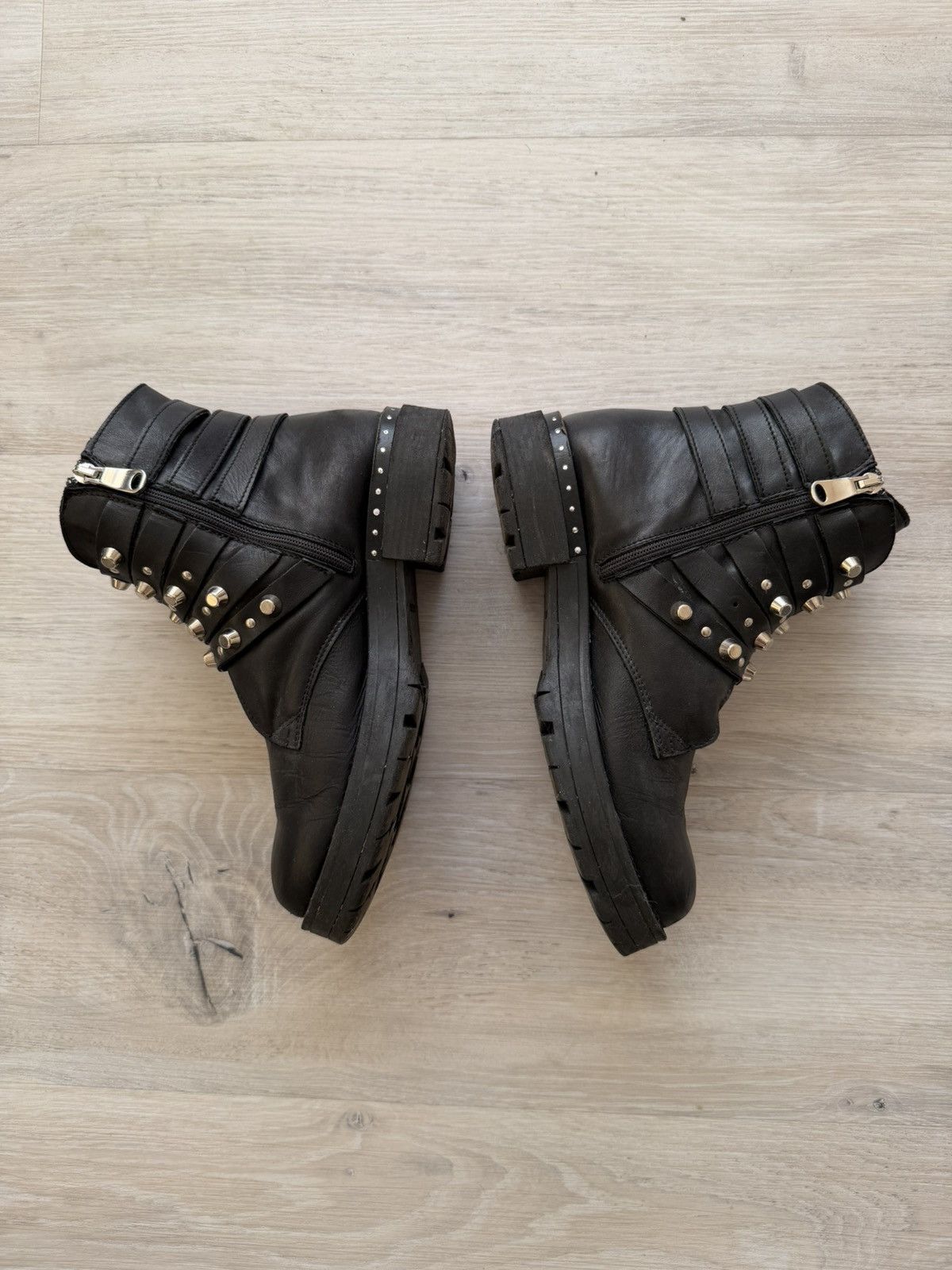 A.S.98 AS 98 Vibe Artisan Black Leather Side Zip Ankle Biker Boots Size US 6.5 / EU 39-40 - 9 Thumbnail