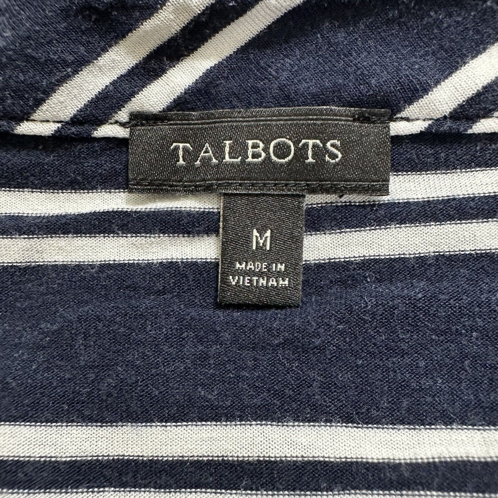 Other Talbots Medium V-Neck Pullover Top Navy Blue Striped Shirt Size M / US 6-8 / IT 42-44 - 3 Thumbnail