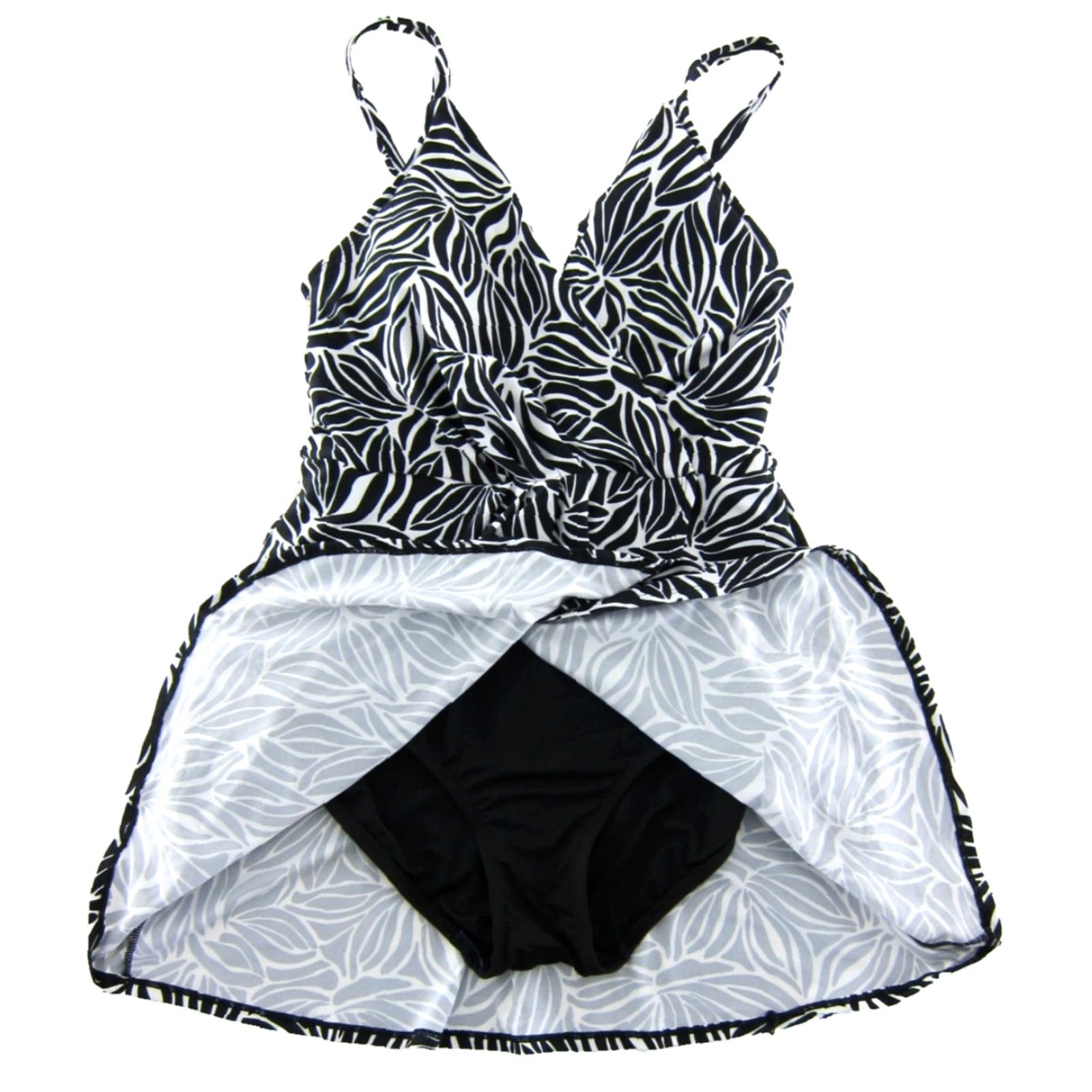 Lands' End Lands' End Classic Black White Floral Built In Bra Slimming Swimsuit Swimdress M Woman Tank Top Black Floral Built-In Bra Slimming Navy? Wait. Size M / US 6-8 / IT 42-44 - 4 Thumbnail