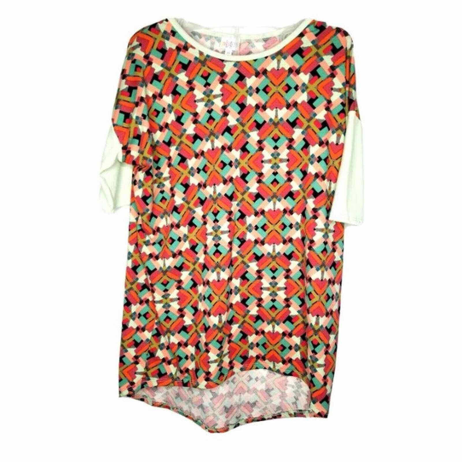 Other Lularoe Irma Tunic Sz XS Pink Orange Teal Stretch Knit Top G Size XS / US 0-2 / IT 36-38 - 1 Thumbnail