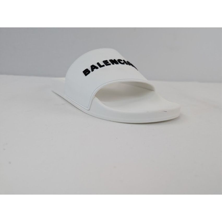 Balenciaga o1rshd1 Rubber Logo Pool Slide Sandals in White / Black 45 Size US 12 / EU 45 - 2 Thumbnail