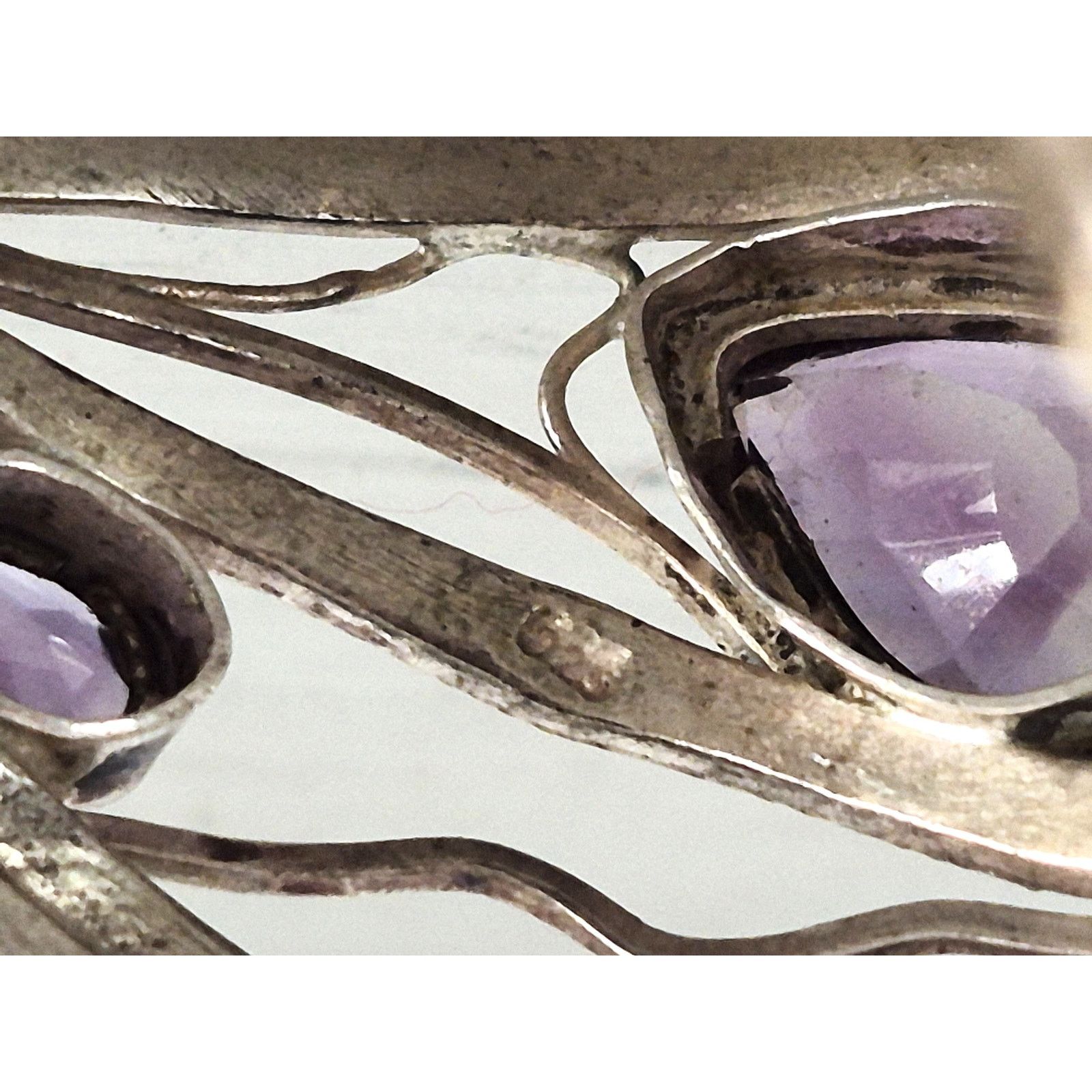 Other Sterling Silver Amethyst Multi-Strand Wave Cuff Bracelet Size ONE SIZE - 6 Thumbnail