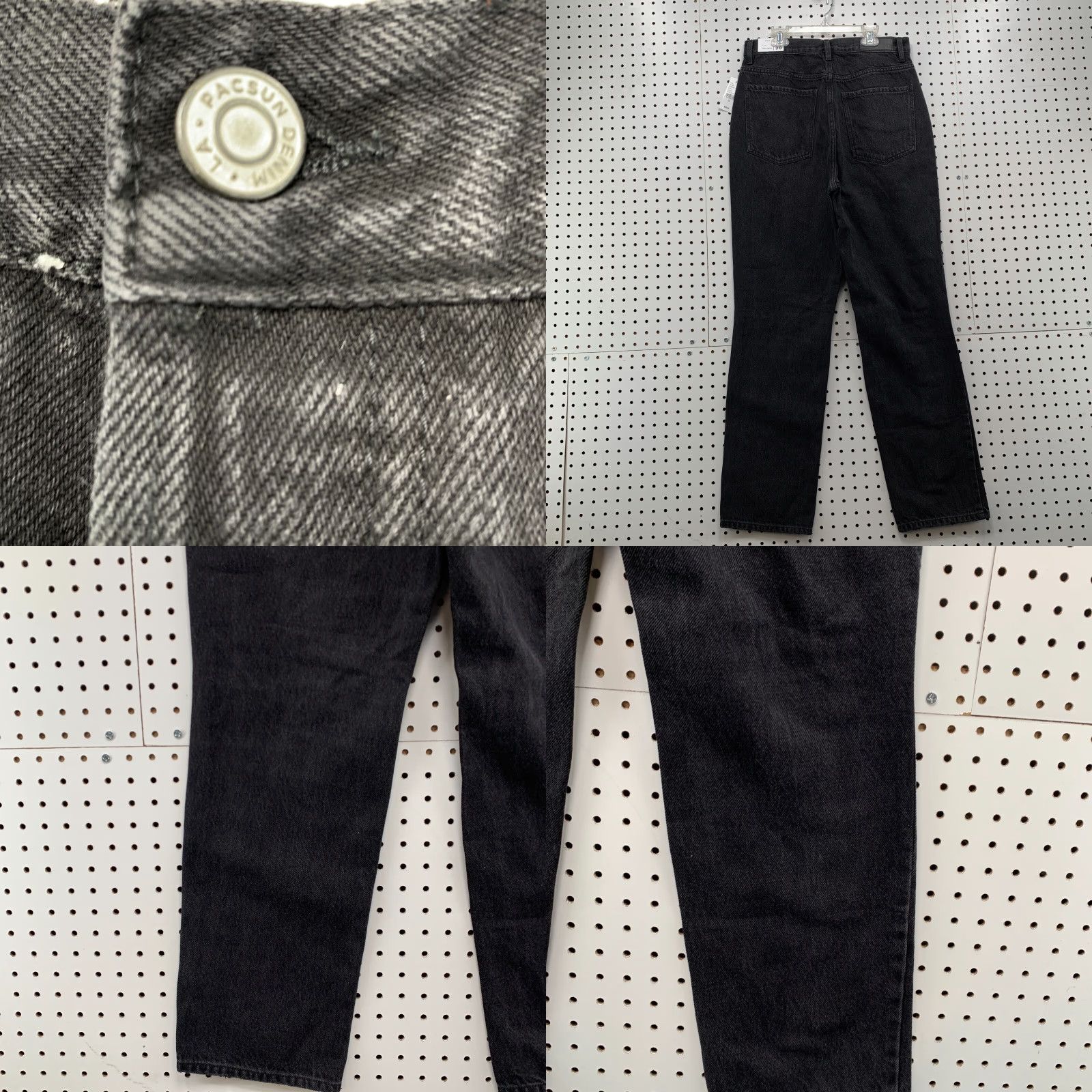 Pacsun Pacsun Womens Dad Jean Black High Rise Button Fly Baggy Straight Size 30 28x30.5 Denim Size 30" / US 8 / IT 44 - 8 Thumbnail