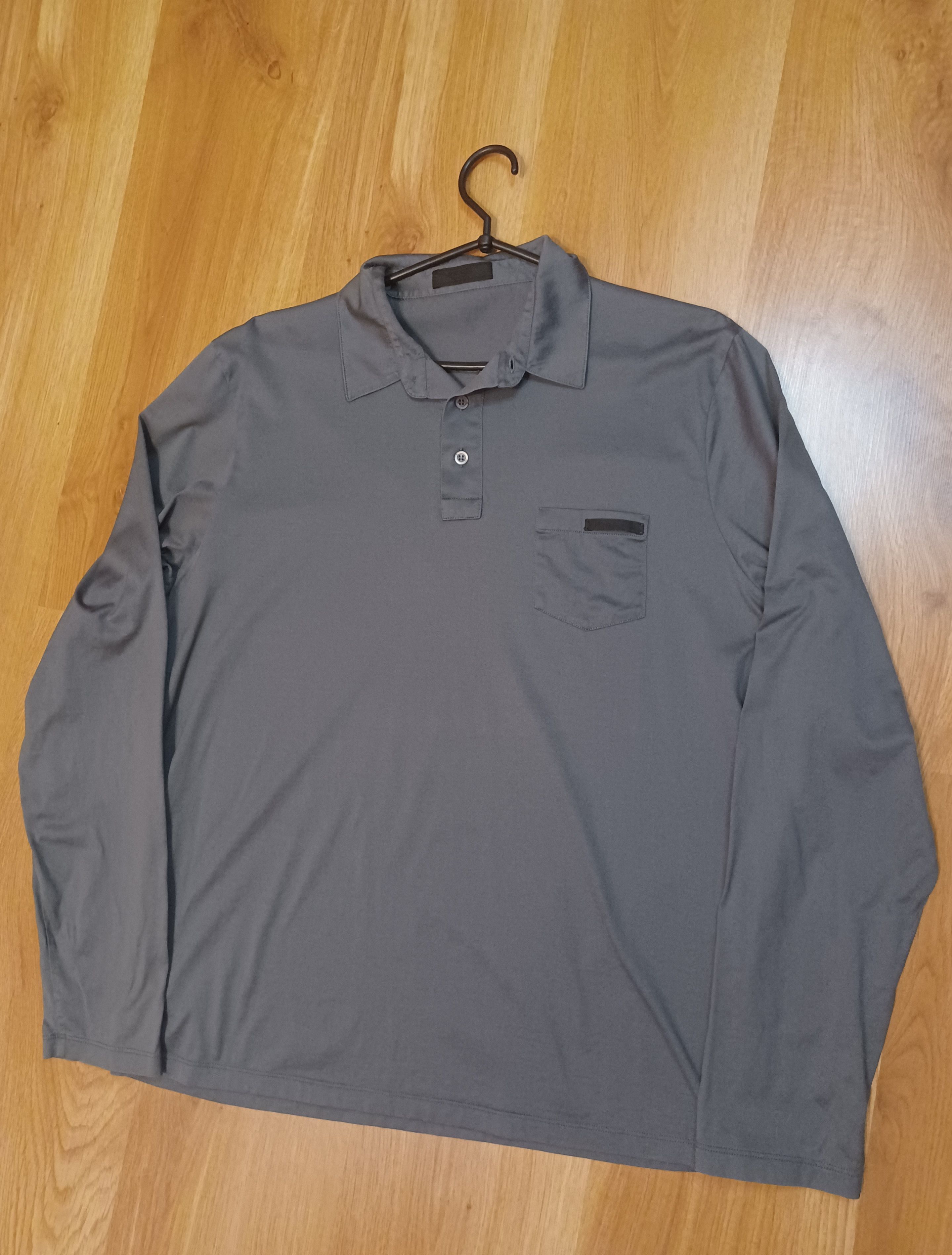 Prada Prada XL Long-sleeve Polo Shirt Logo Gray | Grailed