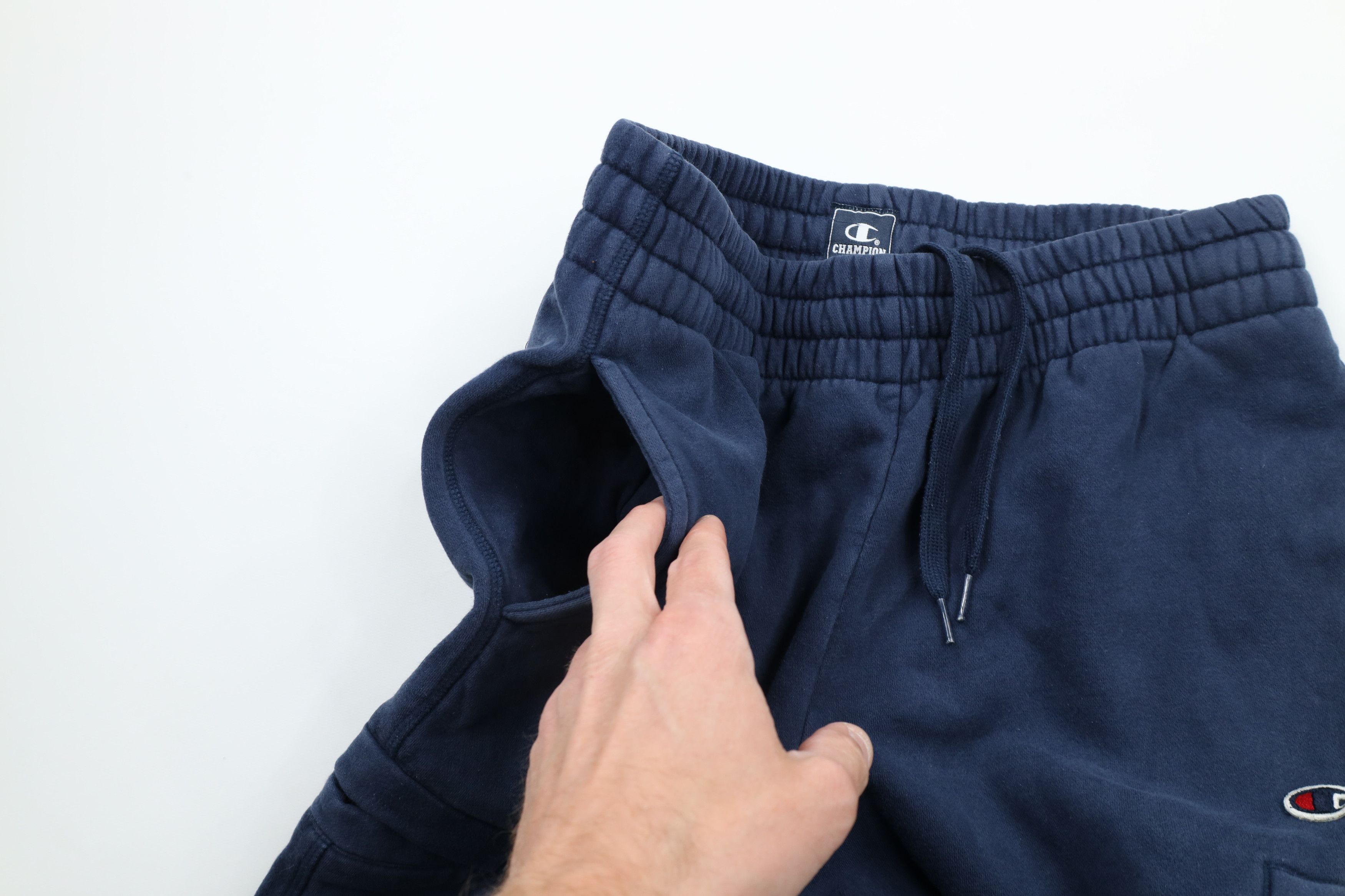 Champion × Vintage Vintage Champion Classic Logo Cargo Sweatpants Navy Blue Size US 34 / EU 50 - 6 Thumbnail