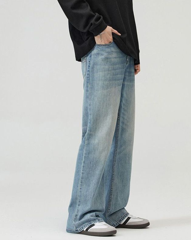 Japanese Brand American retro light blue curved baggy jeans Size US 32 / EU 48 - 3 Thumbnail