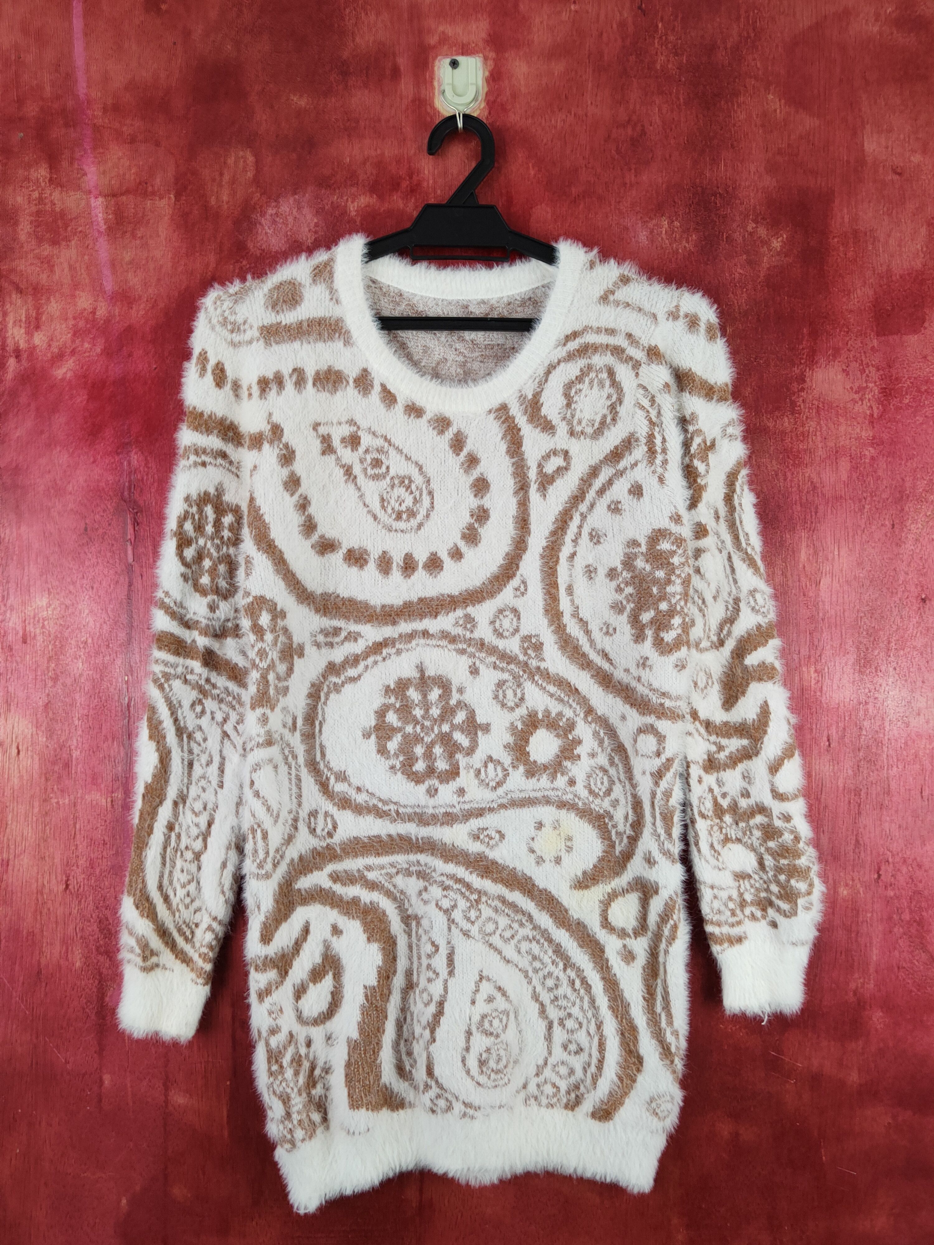 Homespun Knitwear × Japanese Brand Comma White Brown Shag Shaggy Fur Mohair Knitwear #S2004 Size M / US 6-8 / IT 42-44 - 1 Thumbnail
