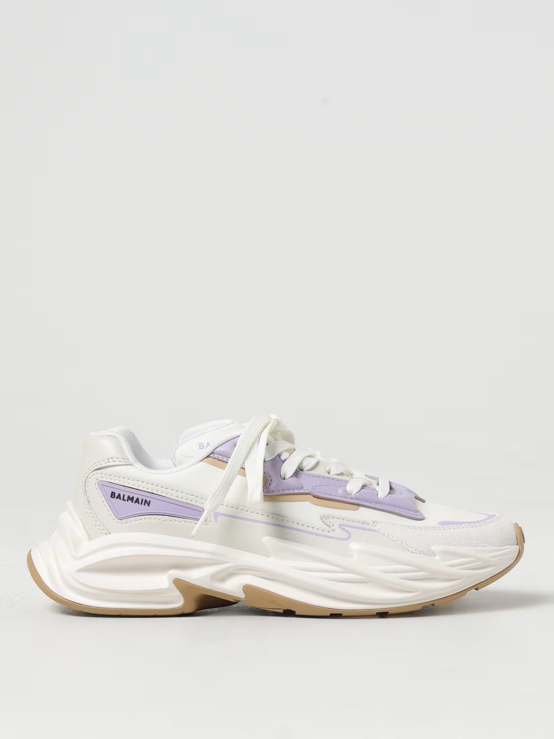 Balmain o1s1wg110425 Lace up Low-Top Sneakers in White Purple Size US 9 / IT 39 - 1 Thumbnail