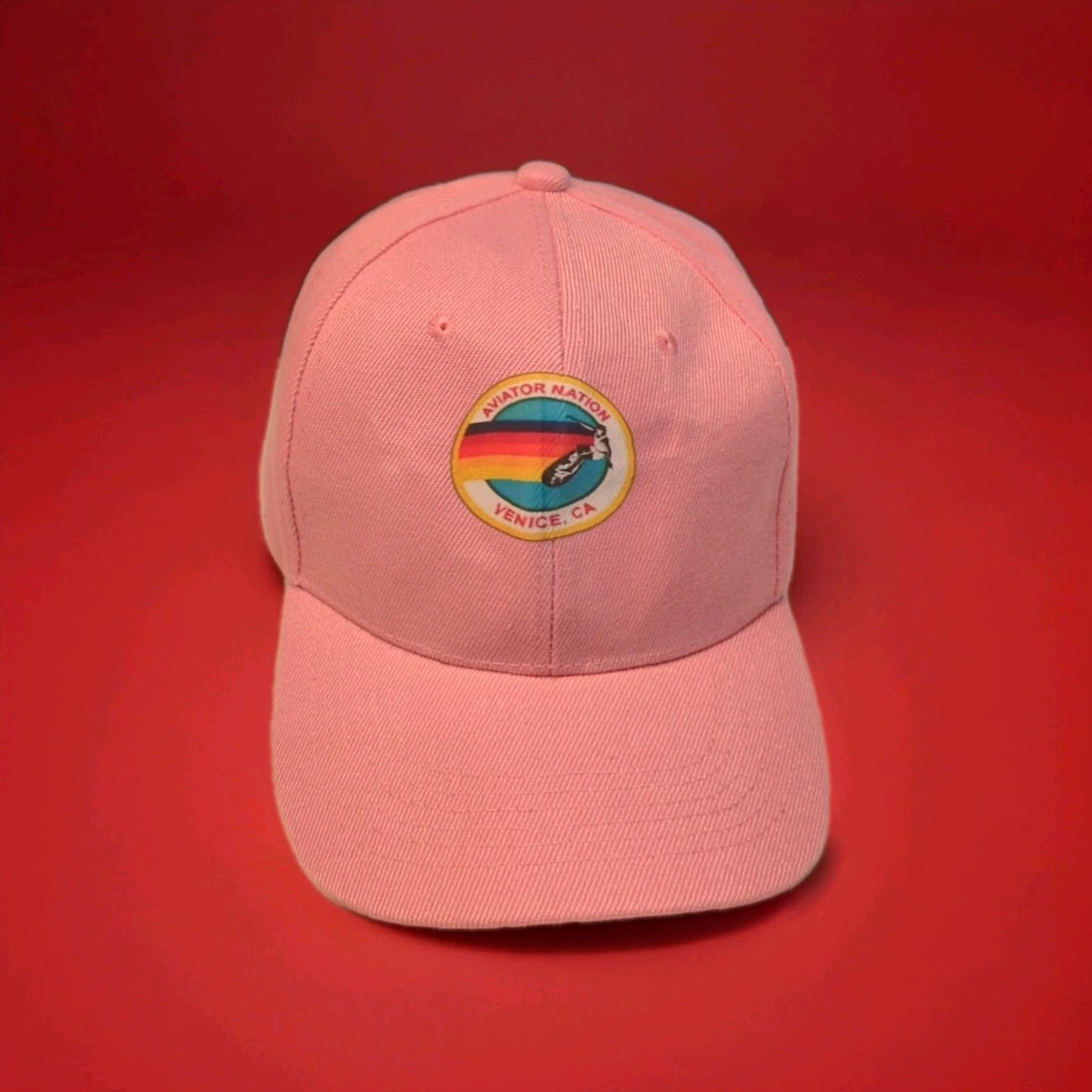 Vintage Venice Beach Surf Aviator Hat Pink California Nation Adjustable Canvas Hat Unisex Adults One Size Ocean Geometric Beach Cap Summer Mens Womens Size ONE SIZE - 2 Thumbnail