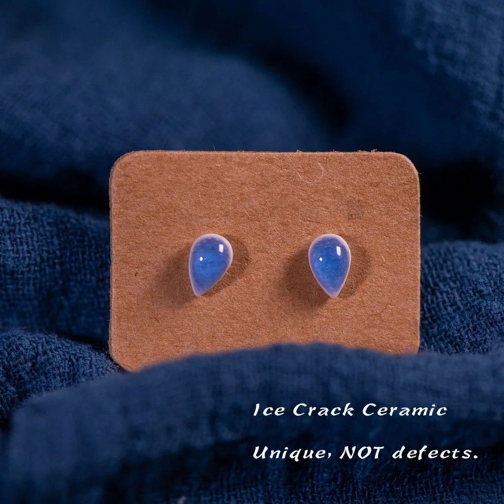 Jewelry Small Water Drop Stud Earrings Ceramic Ear Gift For Her Size ONE SIZE - 2 Thumbnail