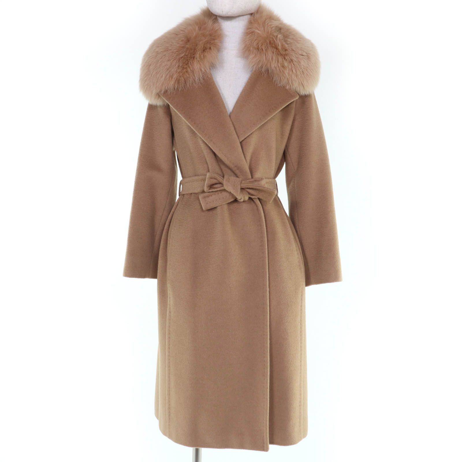 Max Mara Max Mara Max Mara Belt wrap coat Camel Fox Fur Coat Fur Outerwear DUTY FREE for USA Size ONE SIZE - 1 Thumbnail