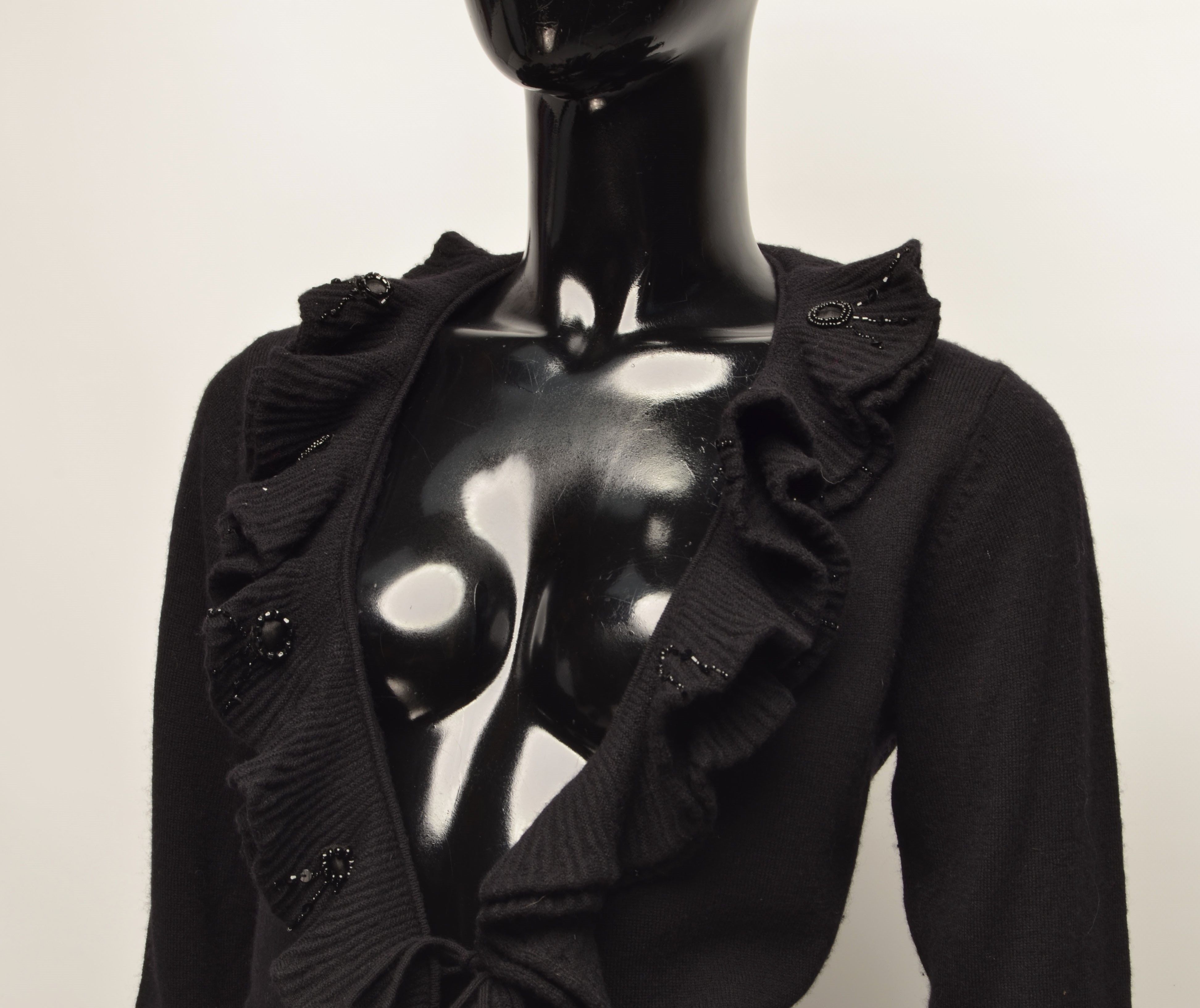 Max Mara Max Mara Vintage Y2K Glam Beaded Wool Black Cardigan Size M / US 6-8 / IT 42-44 - 9 Thumbnail