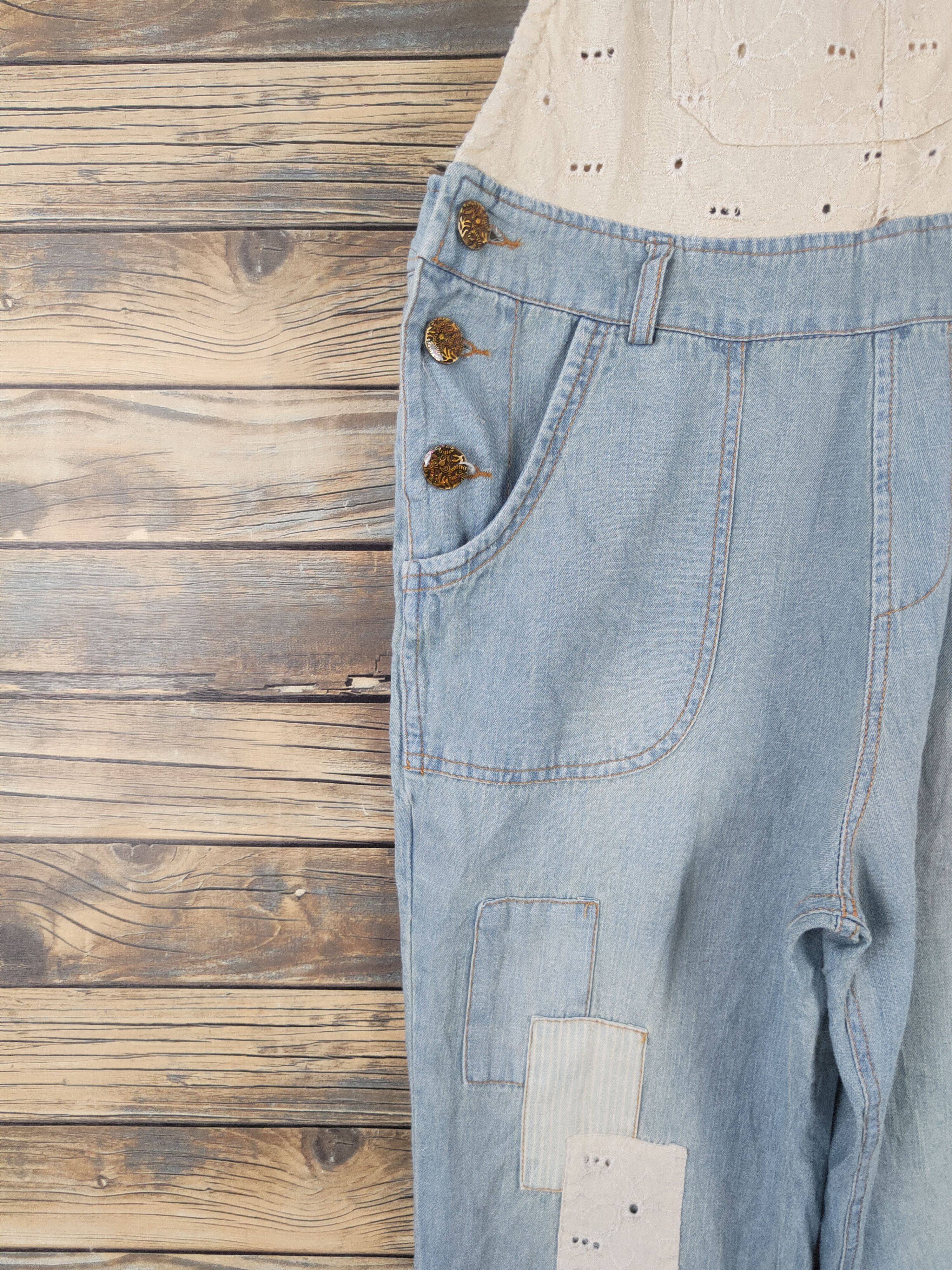 Japanese Brand × Vintage Retro Design 💥 R.F.V Light Blue Soft Denim Jumpsuits Size 33" - 6 Thumbnail