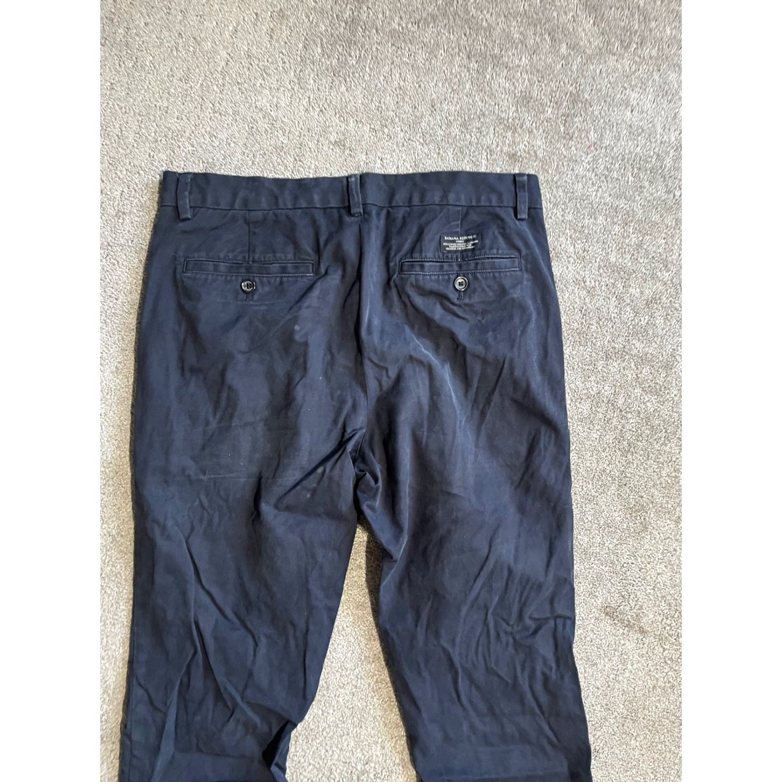 Banana Republic BANANA REPUBLIC Aiden Chino Pants Mens 33x32 Blue Solid Cotton Blend Front Zip Straight 90s Casual Pant Mens Size US 33 - 2 Thumbnail