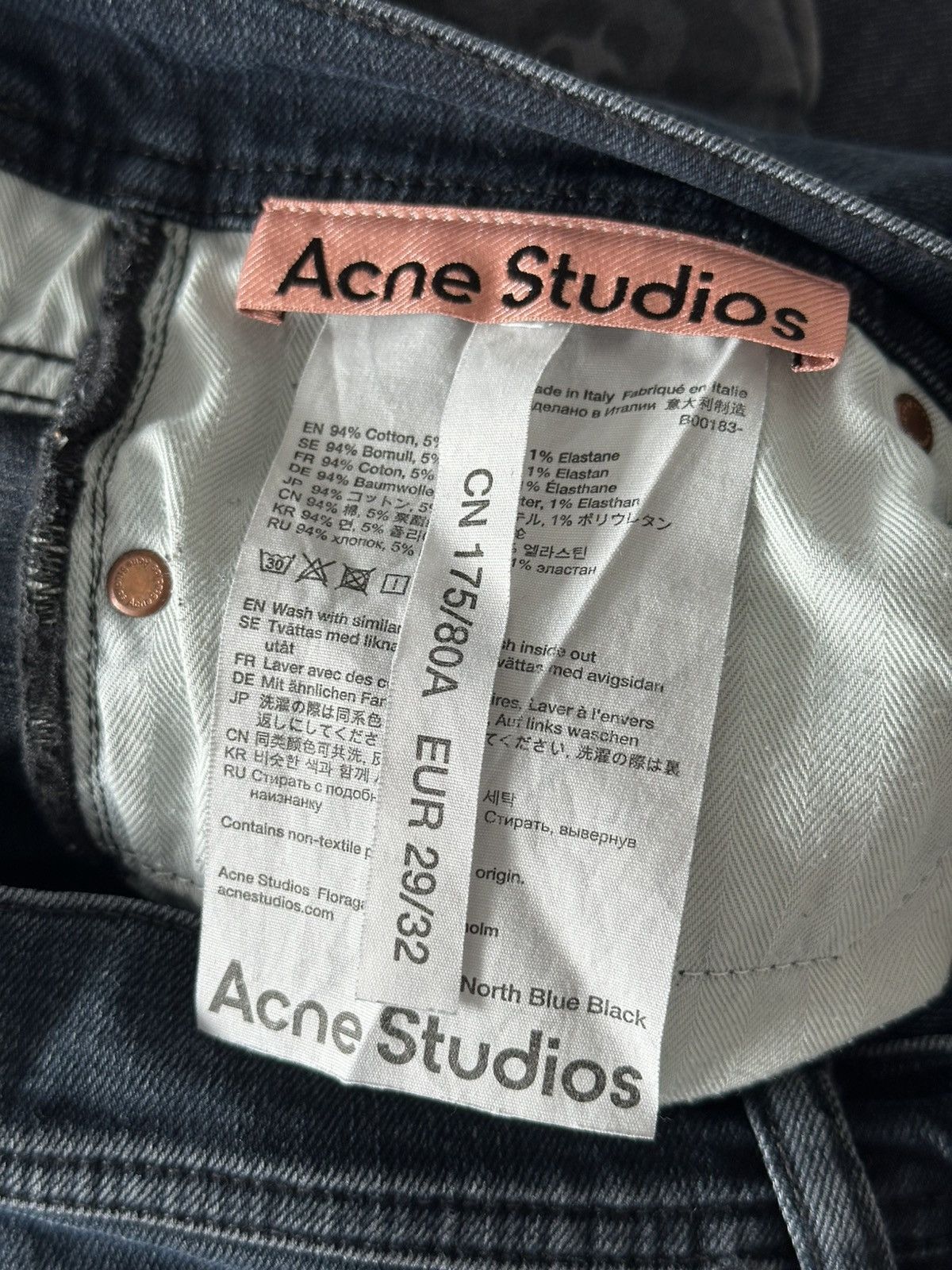 Acne Studios Acne Studios North Blue Black Slim Jeans Size US 29 - 9 Thumbnail