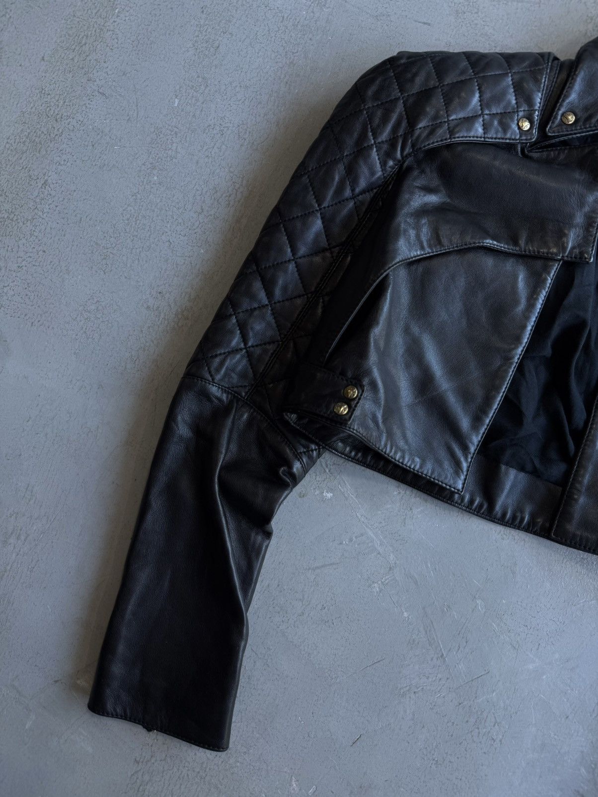 Balmain Balmain - Vintage Quilted Leather Lambskin Cropped Jacket Size S / US 4 / IT 40 - 4 Thumbnail