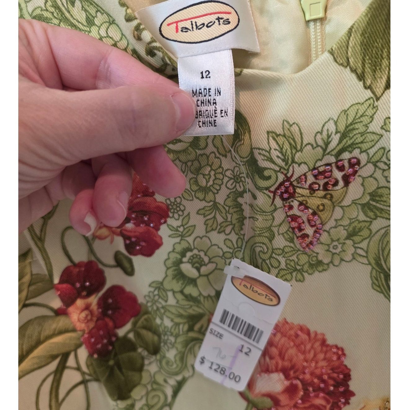 Talbots Talbots Sleeveless Yellow Floral Print Beaded Dress -Size 12 Size XL / US 12-14 / IT 48-50 - 4 Thumbnail