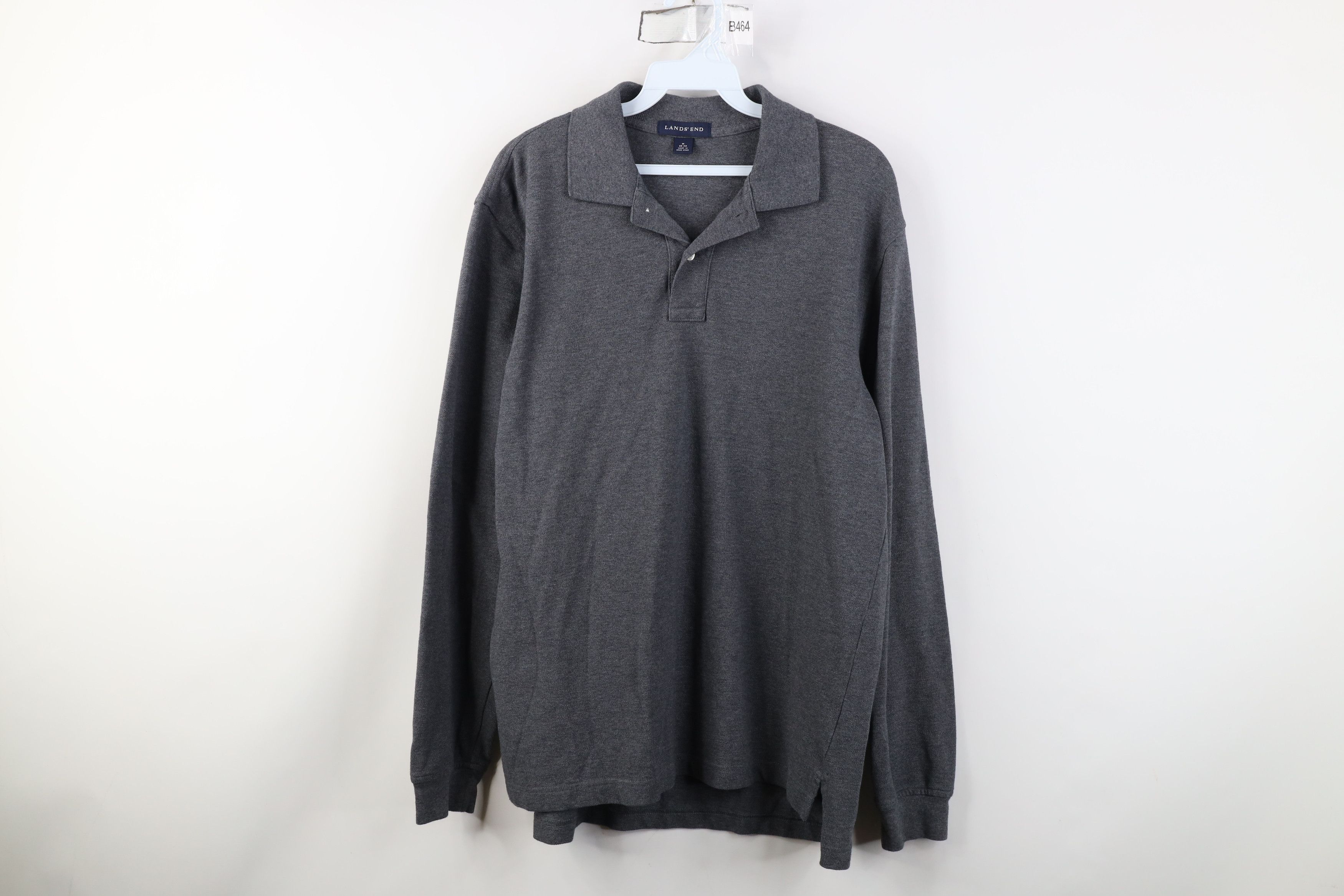 Lands' End Vintage 90s Lands End Long Sleeve Rugby Polo Gray Cotton Size US M / EU 48-50 / 2 - 1 Thumbnail