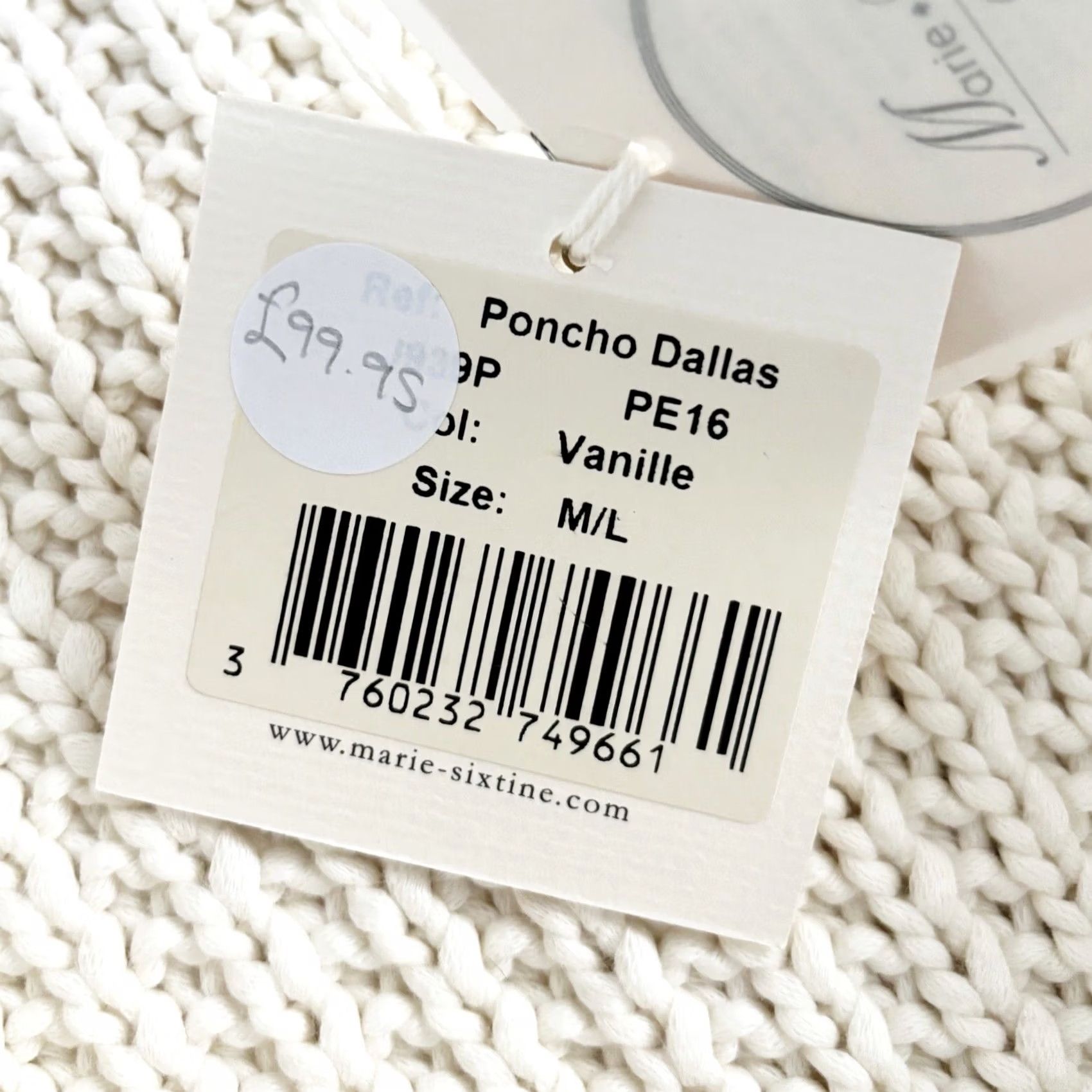 Roper MARIE SIXTINE Chunky Knit Poncho M/L Womens Size Vanilla Rope Belt - Dallas, BNWT Size ONE SIZE - 7 Thumbnail