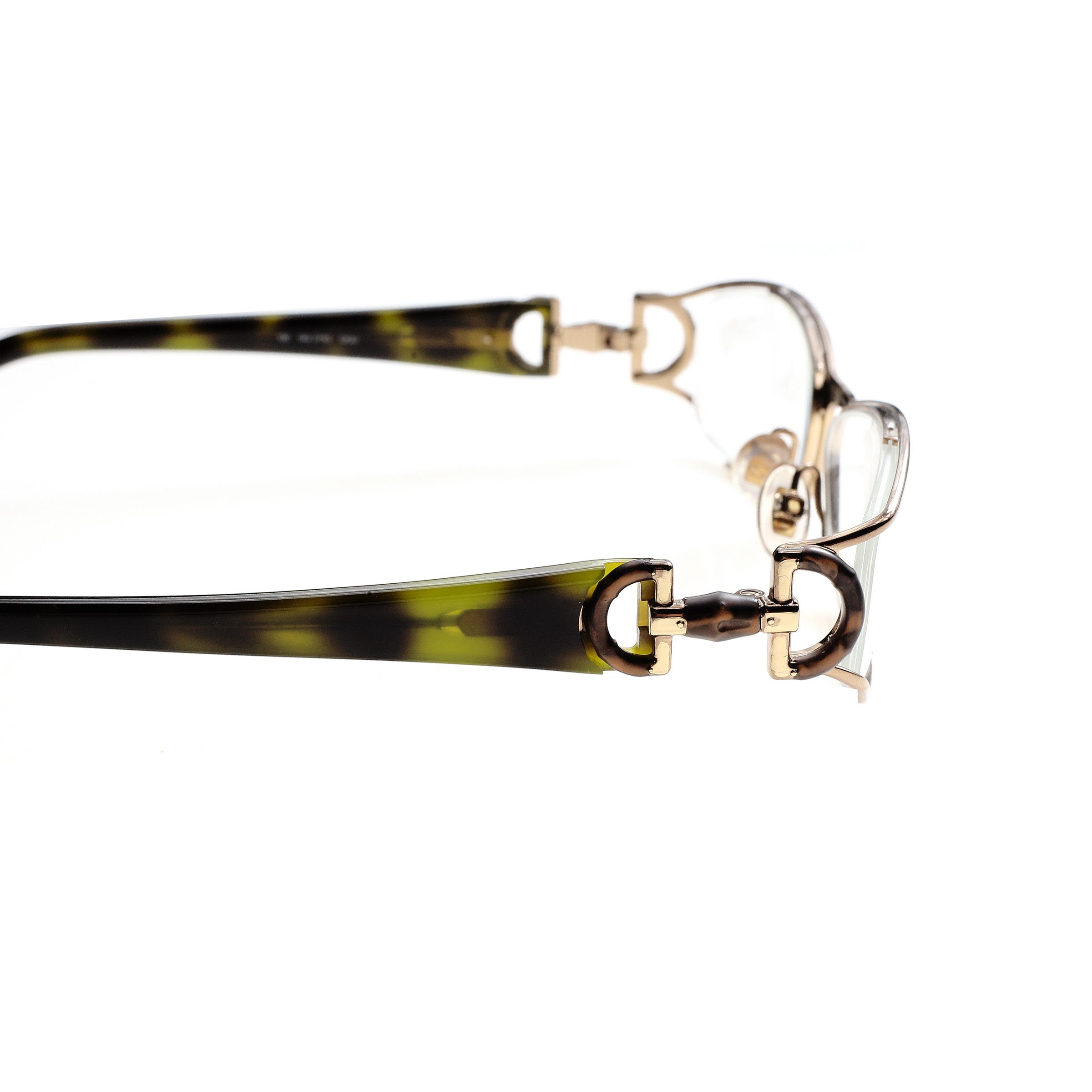 image of Archival Clothing x Gucci '00S Wooden Horsebit Tortoise Flat Glasses in Green, Men's