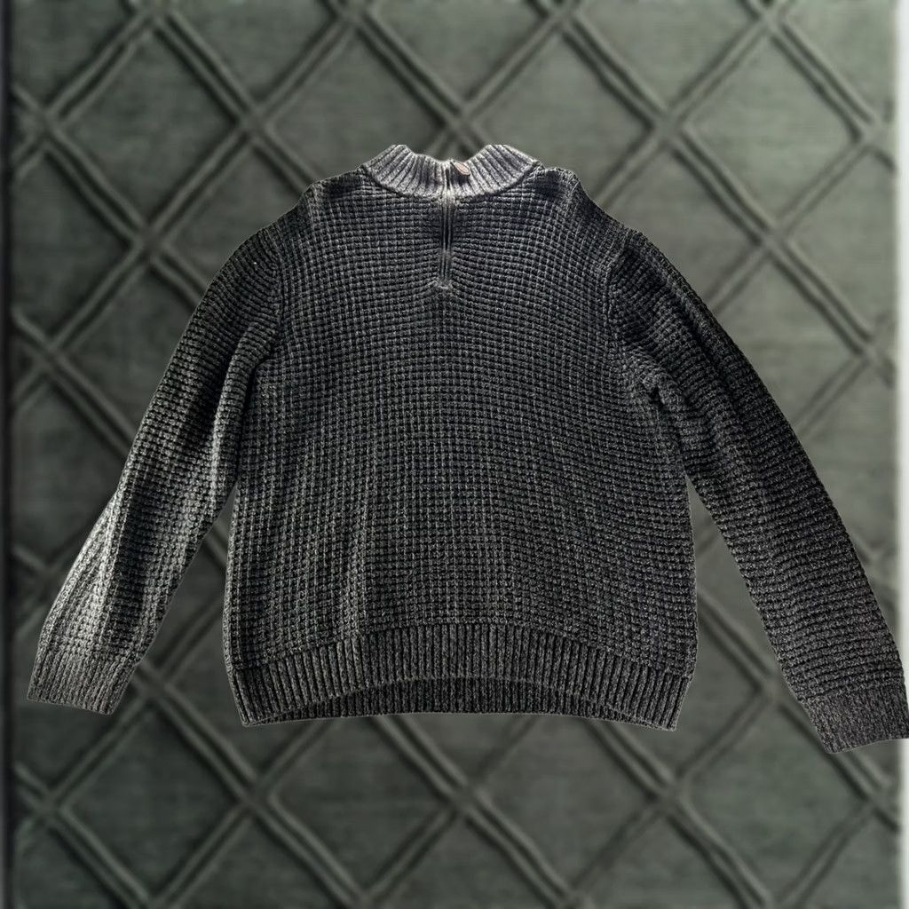 Vintage Tassa Elba S.p.A. Mens Large Charcoal Grey 100% Cotton Waffle-Knit Crewneck Sweater Knit Pullover Size US L / EU 52-54 / 3 - 1 Thumbnail
